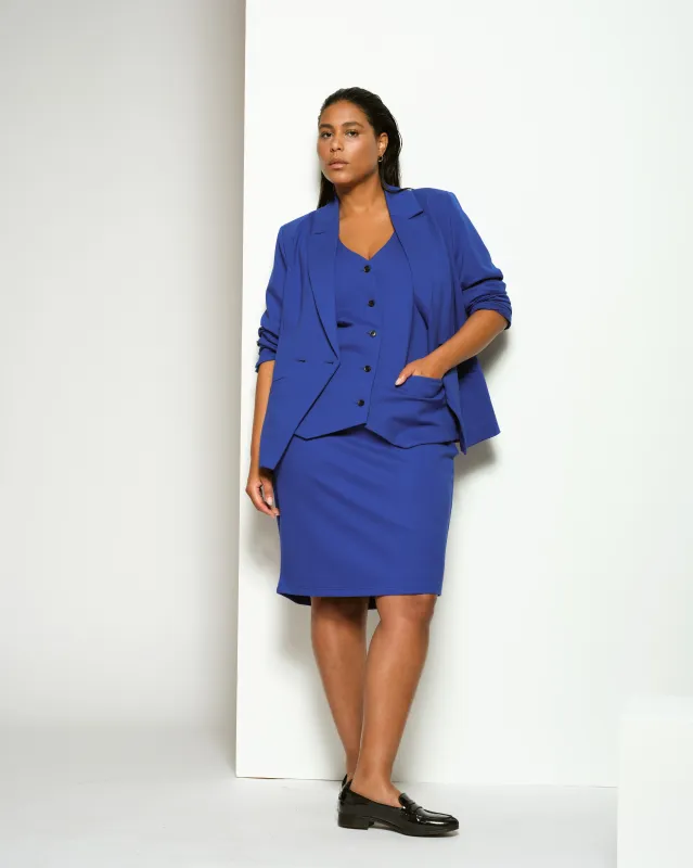 Bianca Double Breasted Ponte Blazer - Tanzanite sold by Universal Standard