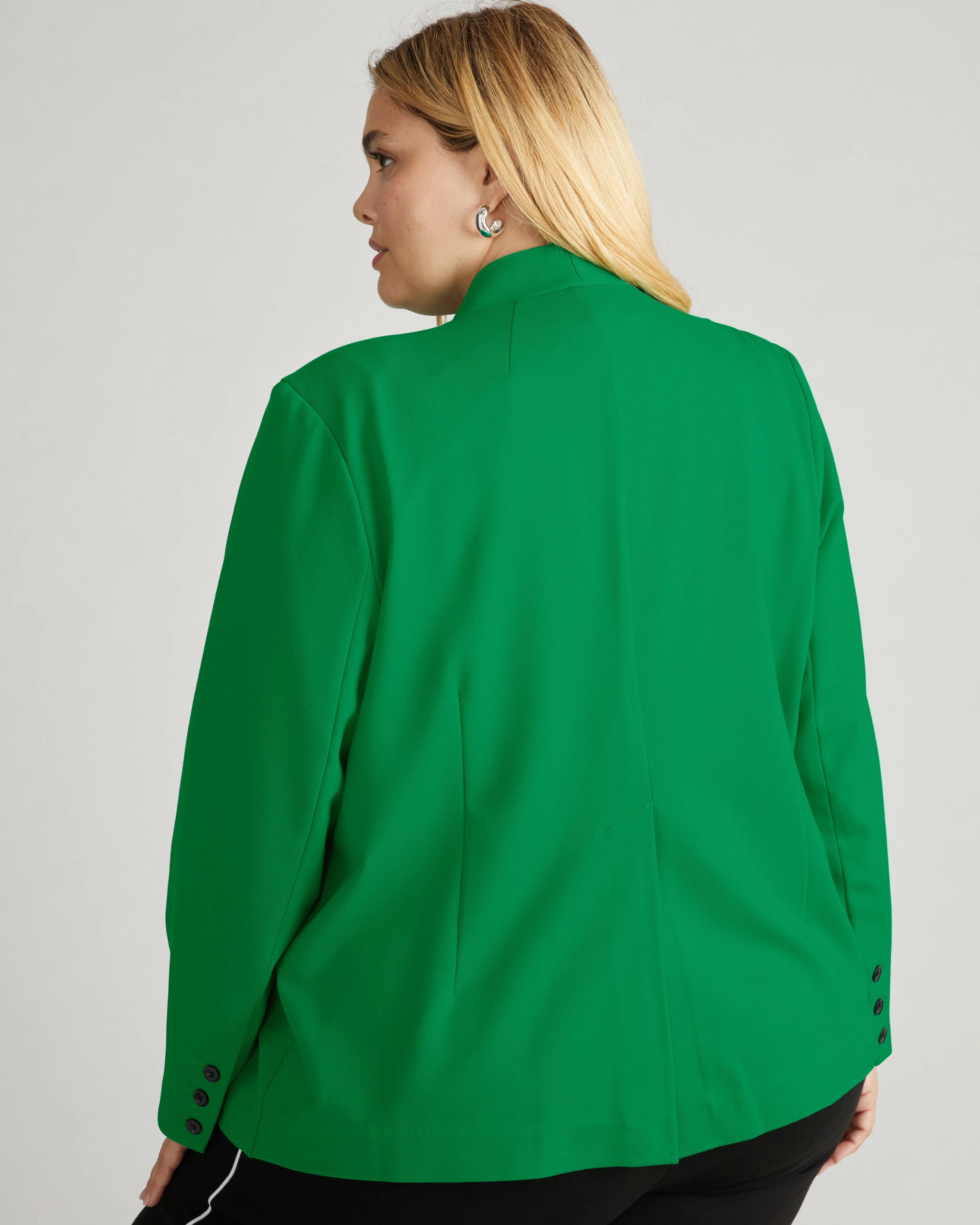 Lennox Collarless Ponte Blazer - Vivid Green sold by Universal Standard product image thumbnail 3