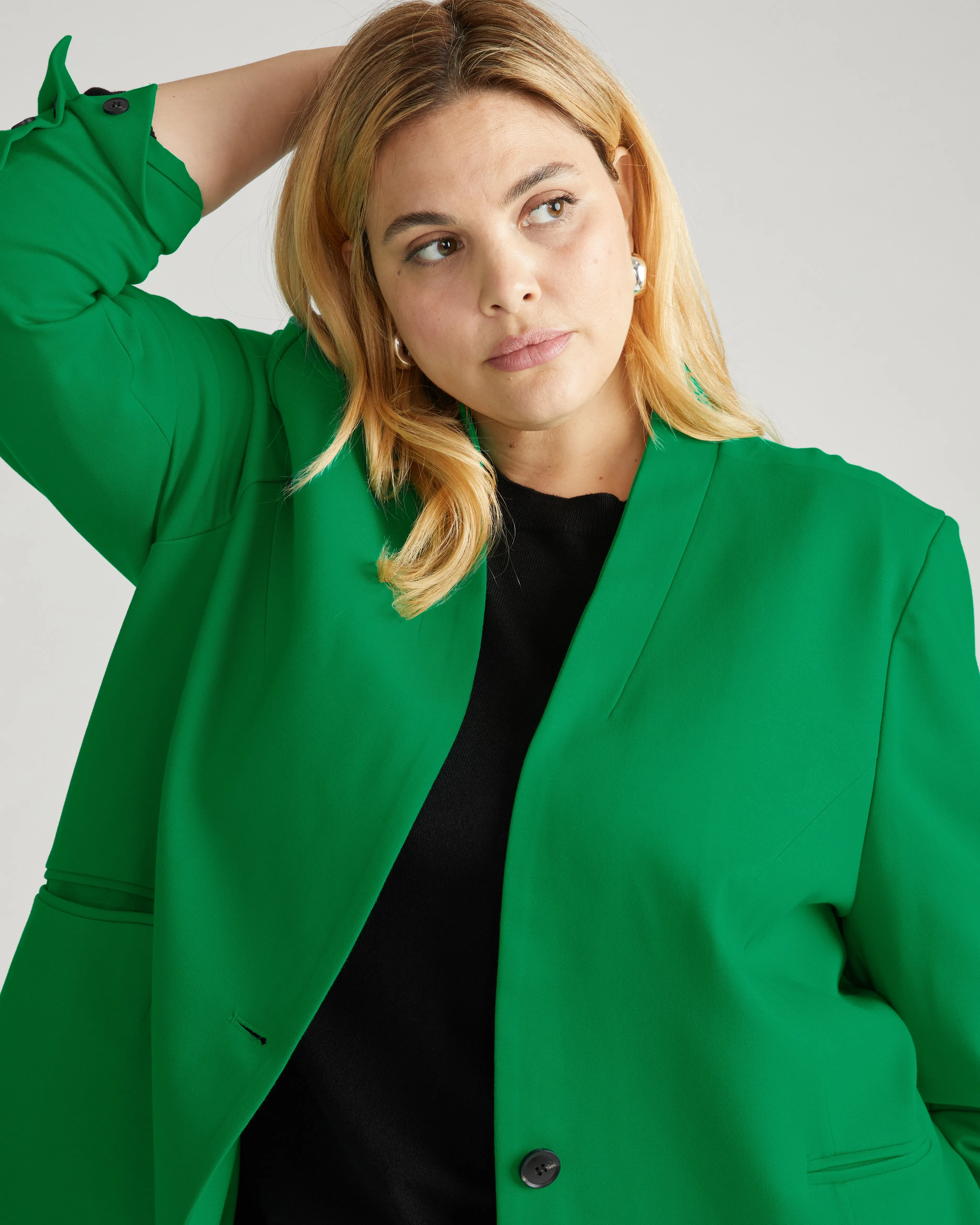 Lennox Collarless Ponte Blazer - Vivid Green sold by Universal Standard