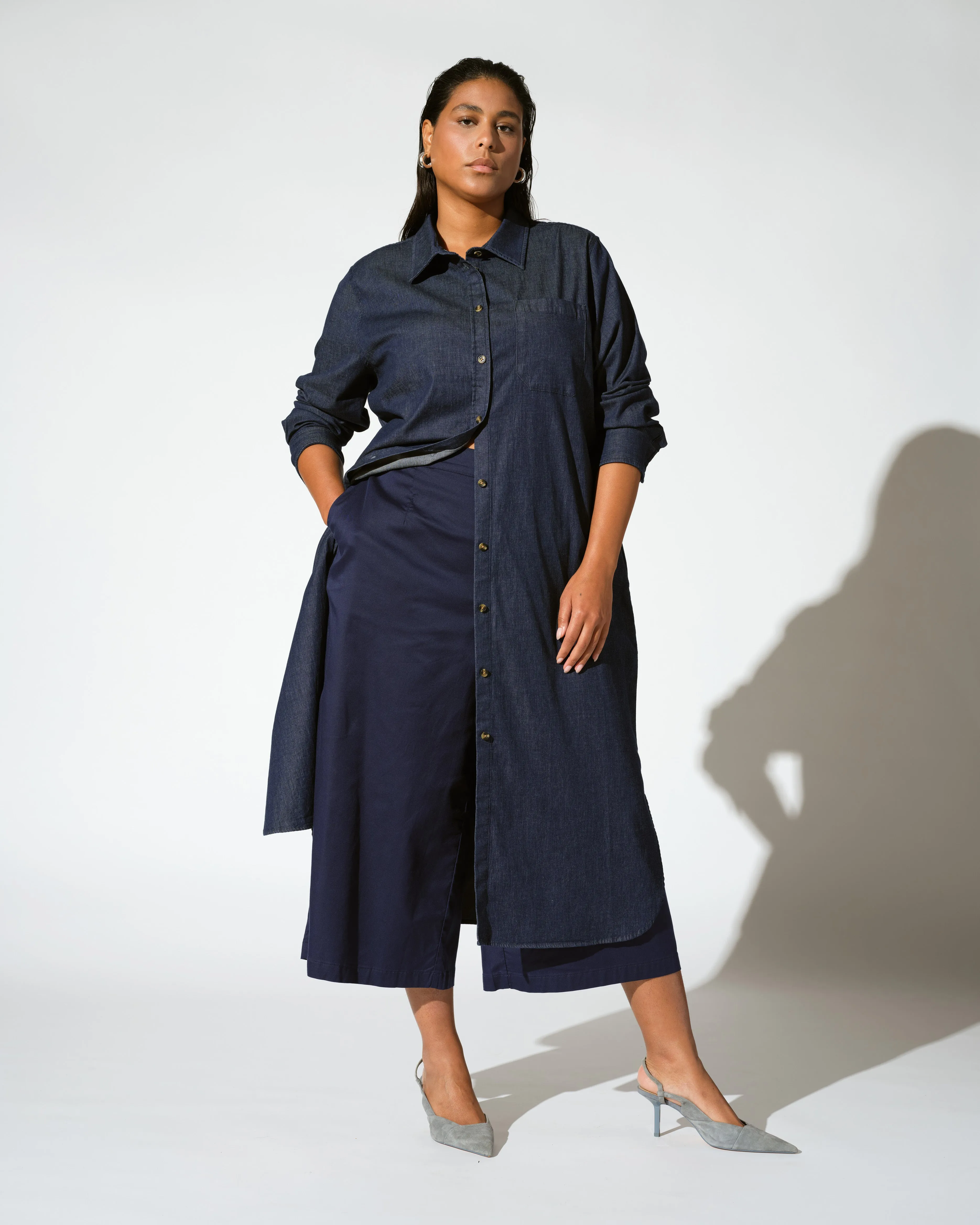 Odeon Stretch Cotton Chambray Shirtdress - Dark Indigo sold by Universal Standard product image thumbnail 2