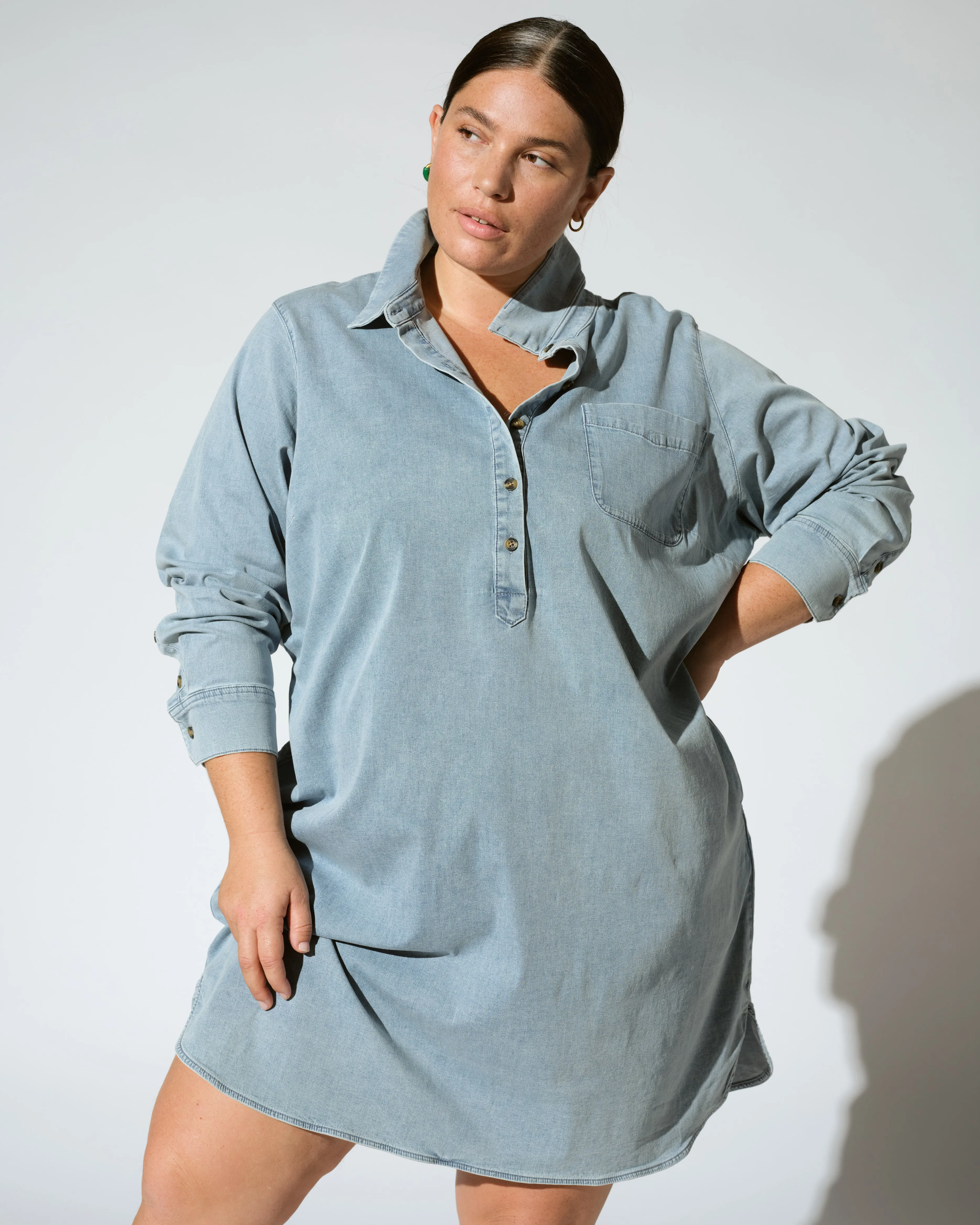Stretch Cotton Chambray Rubicon Shirtdress - Heritage Blue sold by Universal Standard product image thumbnail 5