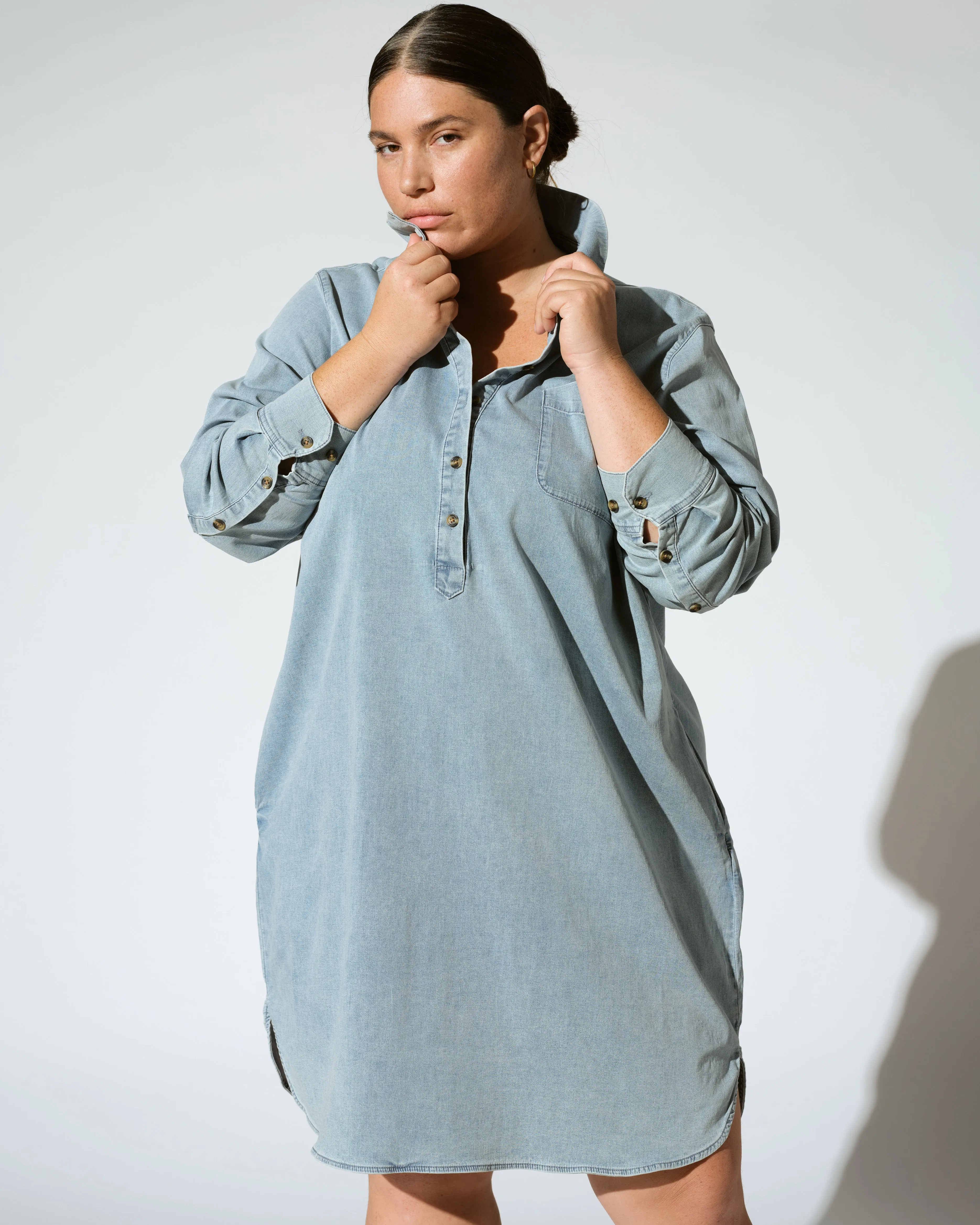 Stretch Cotton Chambray Rubicon Shirtdress - Heritage Blue sold by Universal Standard product image thumbnail 4