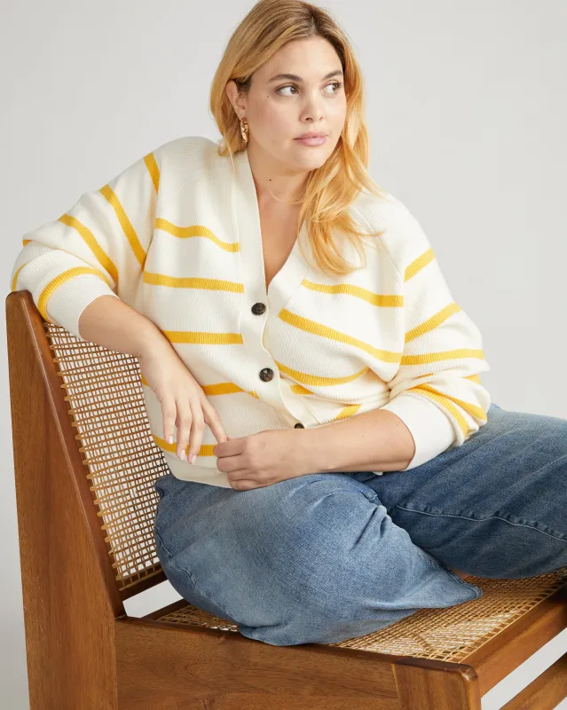 Better-Than-Wool Cardigan - Cream/Sunshine Stripe sold by Universal Standard
