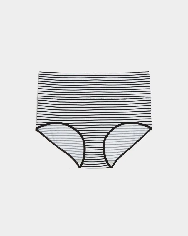 UltimateS Full Coverage High Rise Brief - Black/White Stripe sold by Universal Standard
