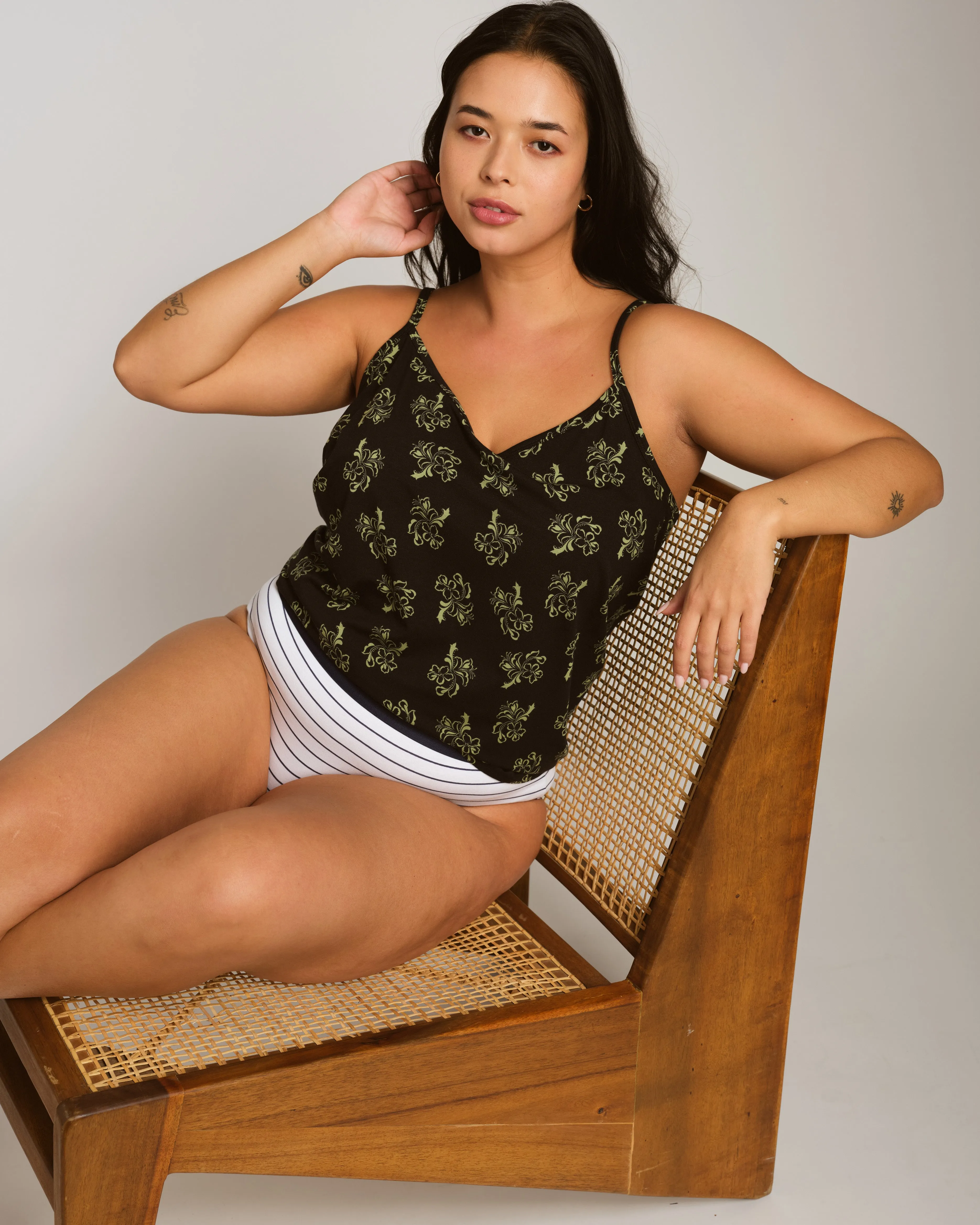 UltimateS Mid Rise Bikini - White/Cenote Stripe sold by Universal Standard