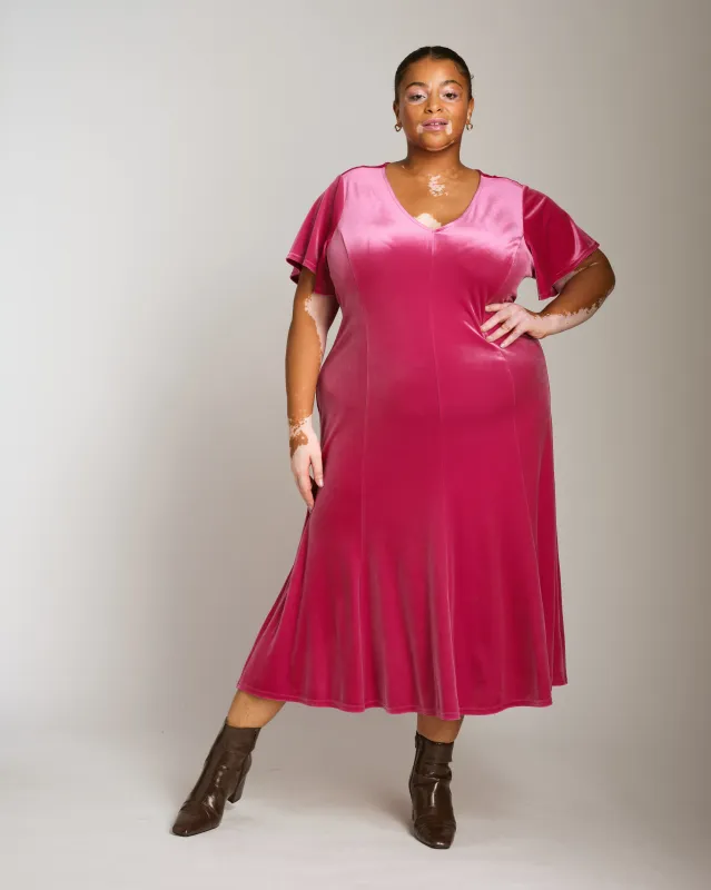 Solstice Stretch Velvet Dress - Cerise sold by Universal Standard