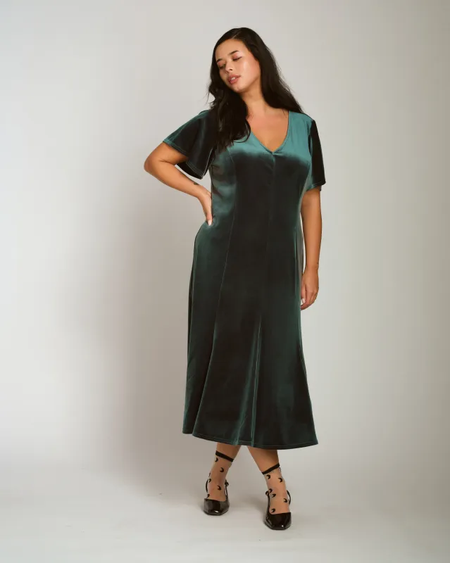 Solstice Stretch Velvet Dress - Forest Green sold by Universal Standard