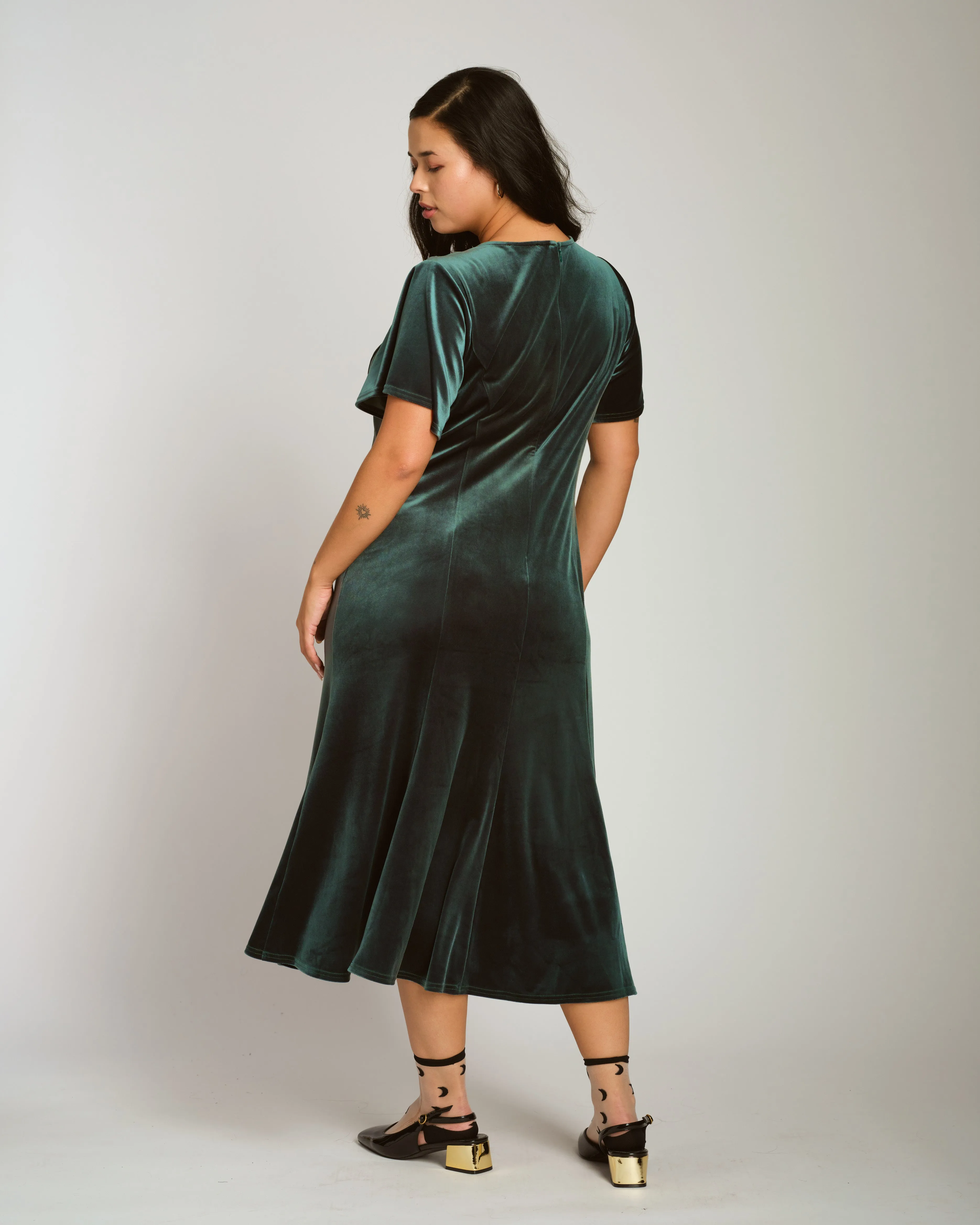 Solstice Stretch Velvet Dress - Forest Green sold by Universal Standard product image thumbnail 3
