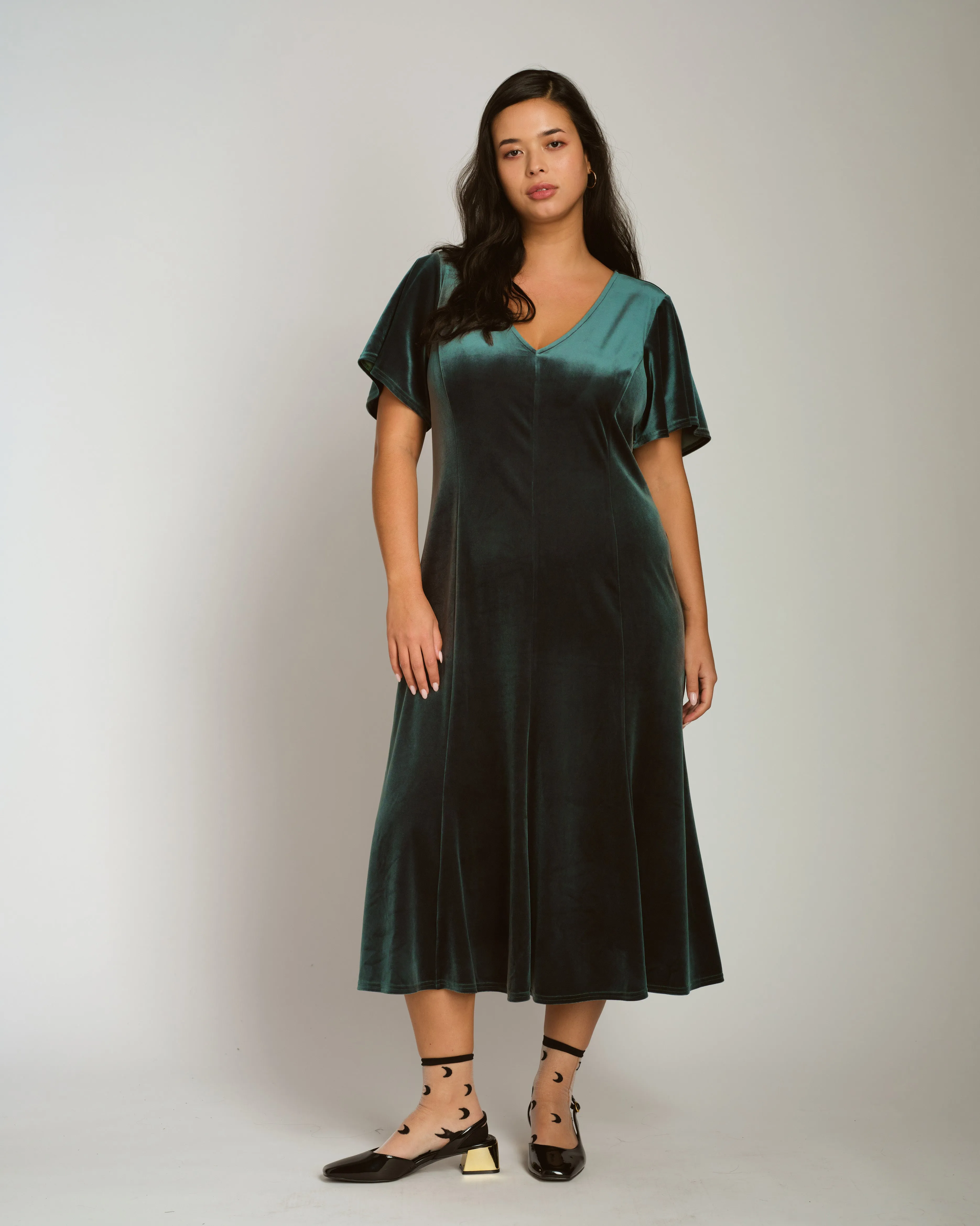 Solstice Stretch Velvet Dress - Forest Green sold by Universal Standard product image thumbnail 2