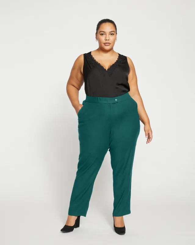Meg Double Luxe Cigarette Pants - Forest Green made by Universal Standard