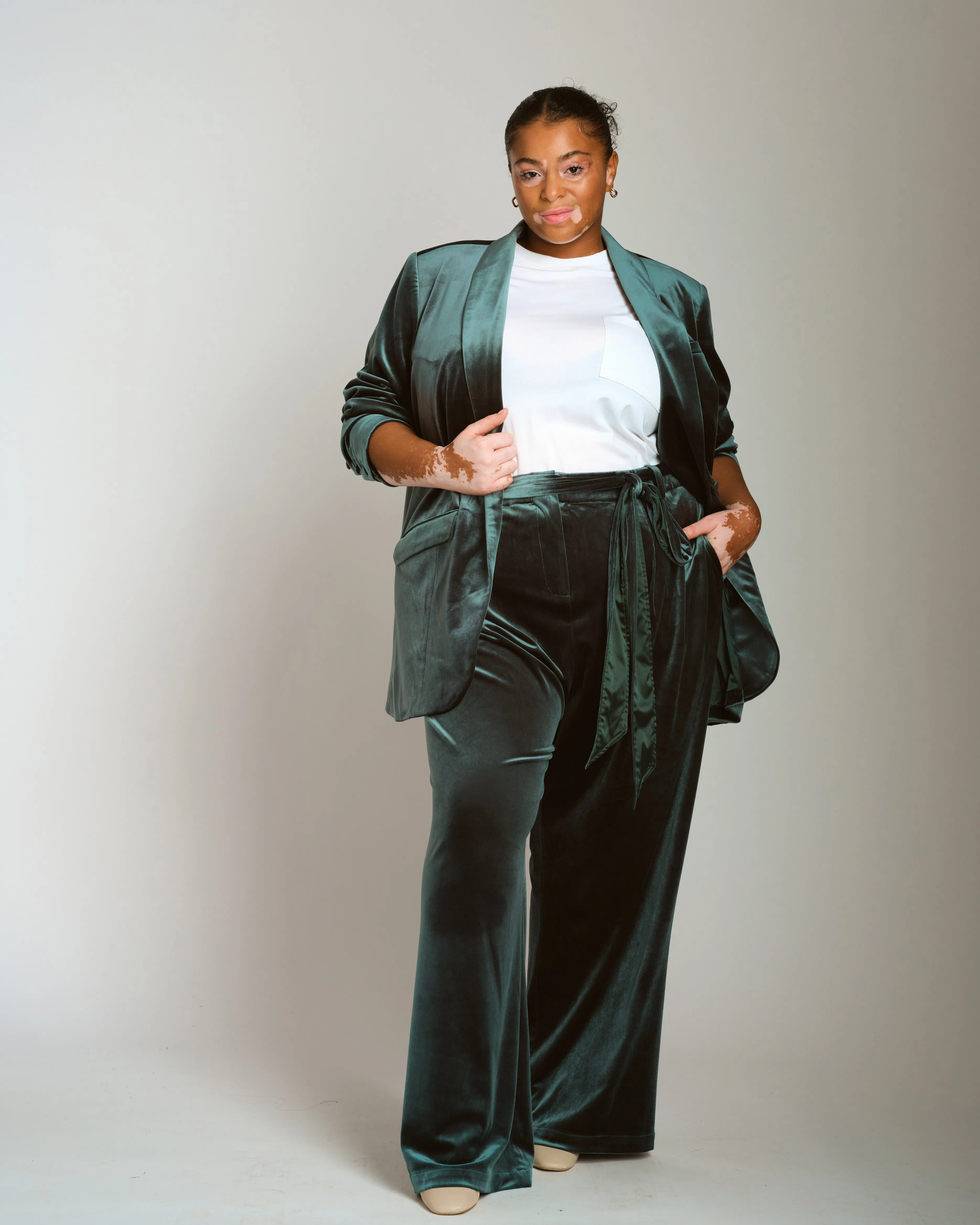 Luxe Belted Velvet Pant - Forest Green sold by Universal Standard