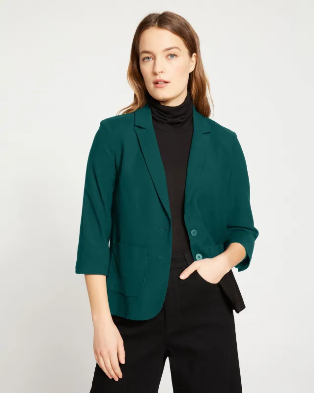 Meg Double Luxe Short Blazer - Forest Green sold by Universal Standard