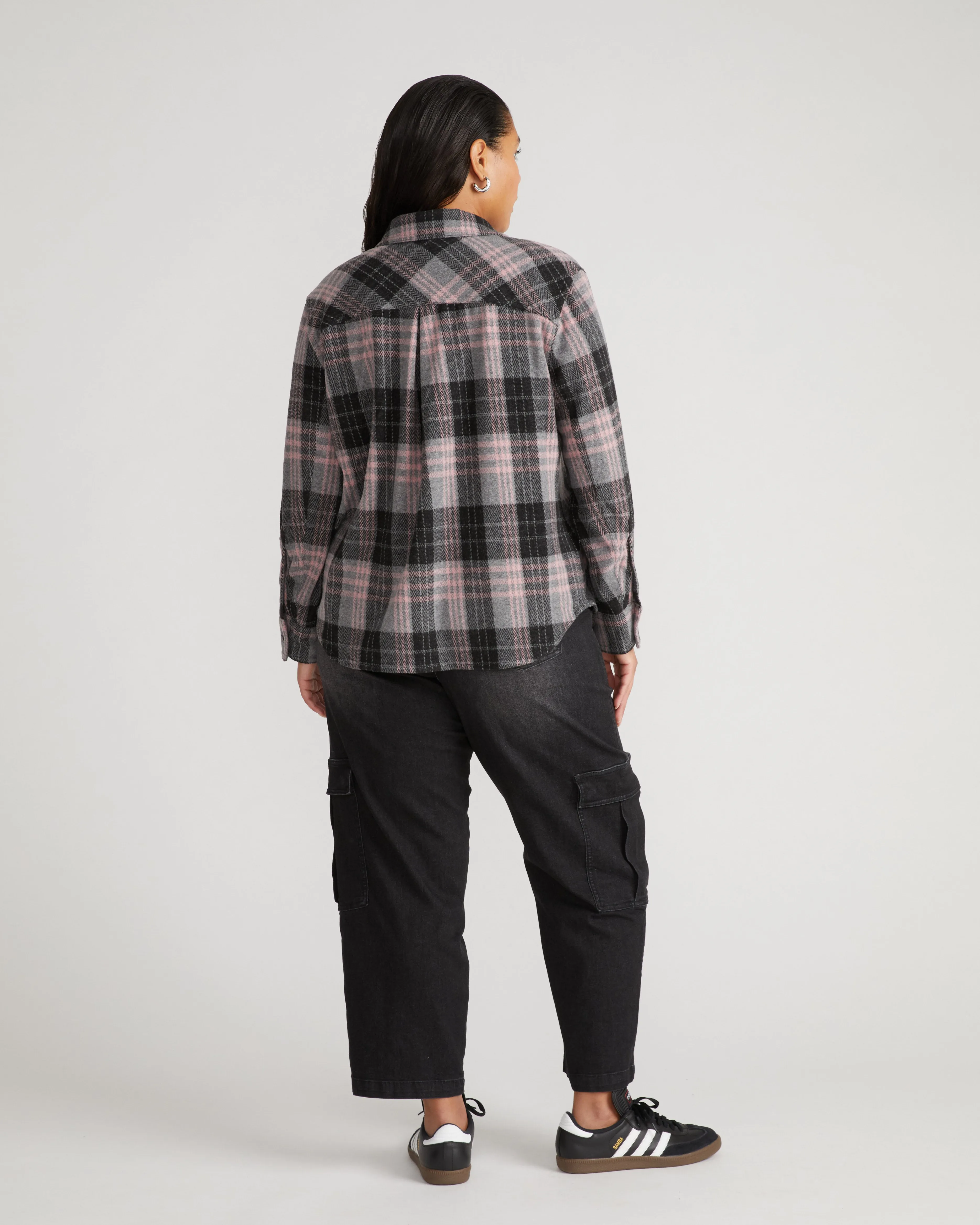 Jordan x US Millennial Stretch Flannel Shirt - Lavender Plaid sold by Universal Standard product image thumbnail 4