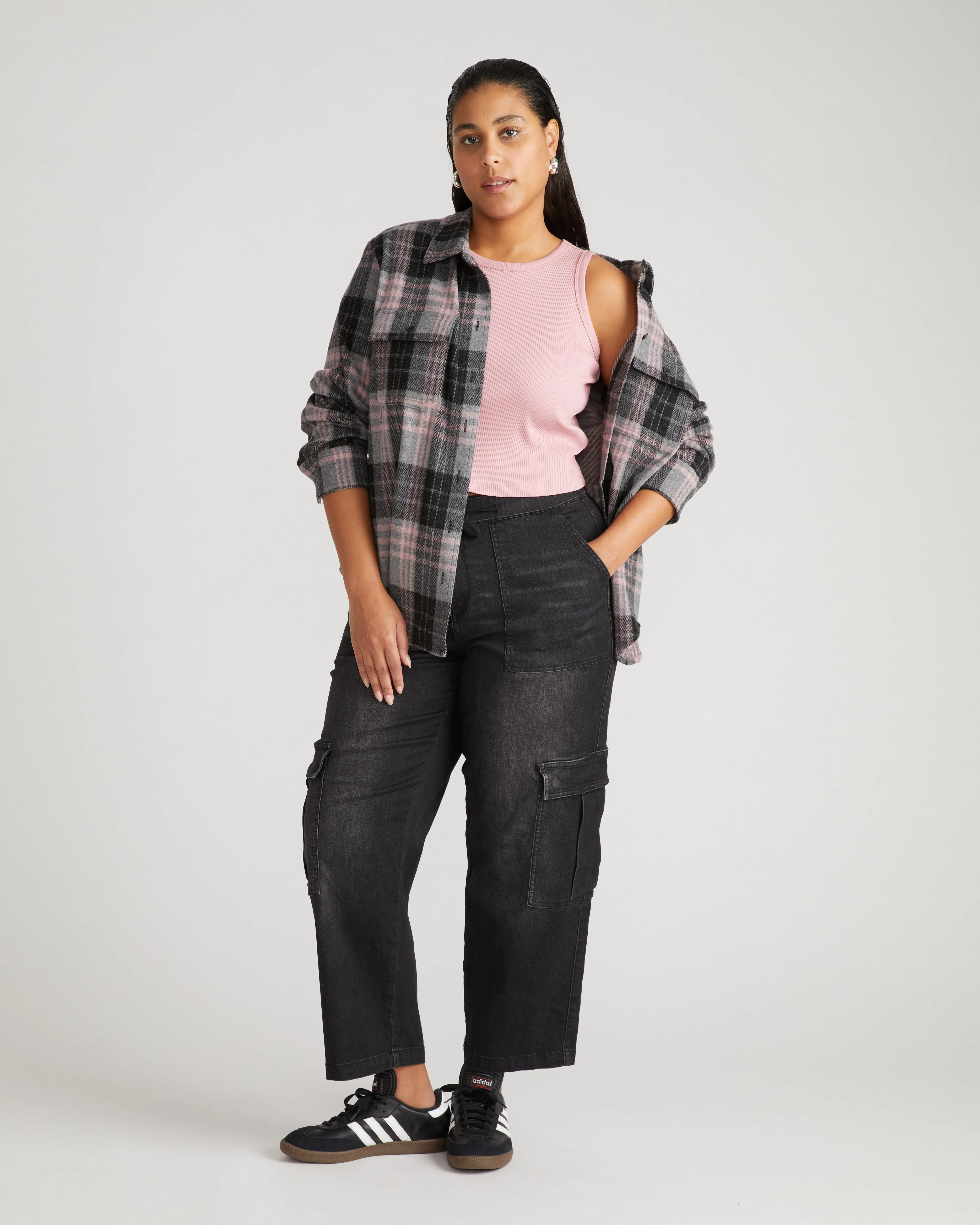 Jordan x US Millennial Stretch Flannel Shirt - Lavender Plaid sold by Universal Standard product image thumbnail 2