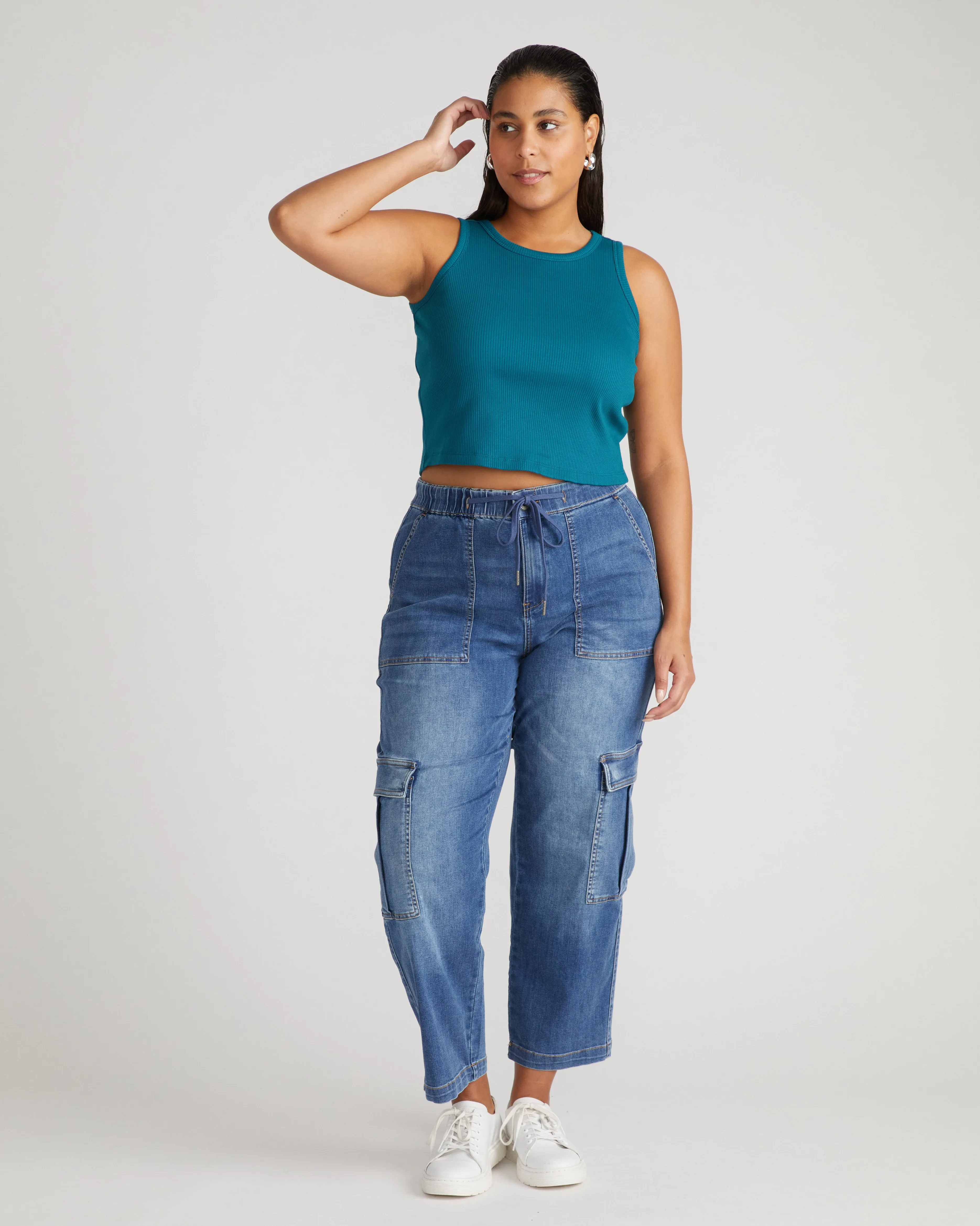 Jordan x US Everywhere Cargo Jeans - Western Blue Wash sold by Universal Standard