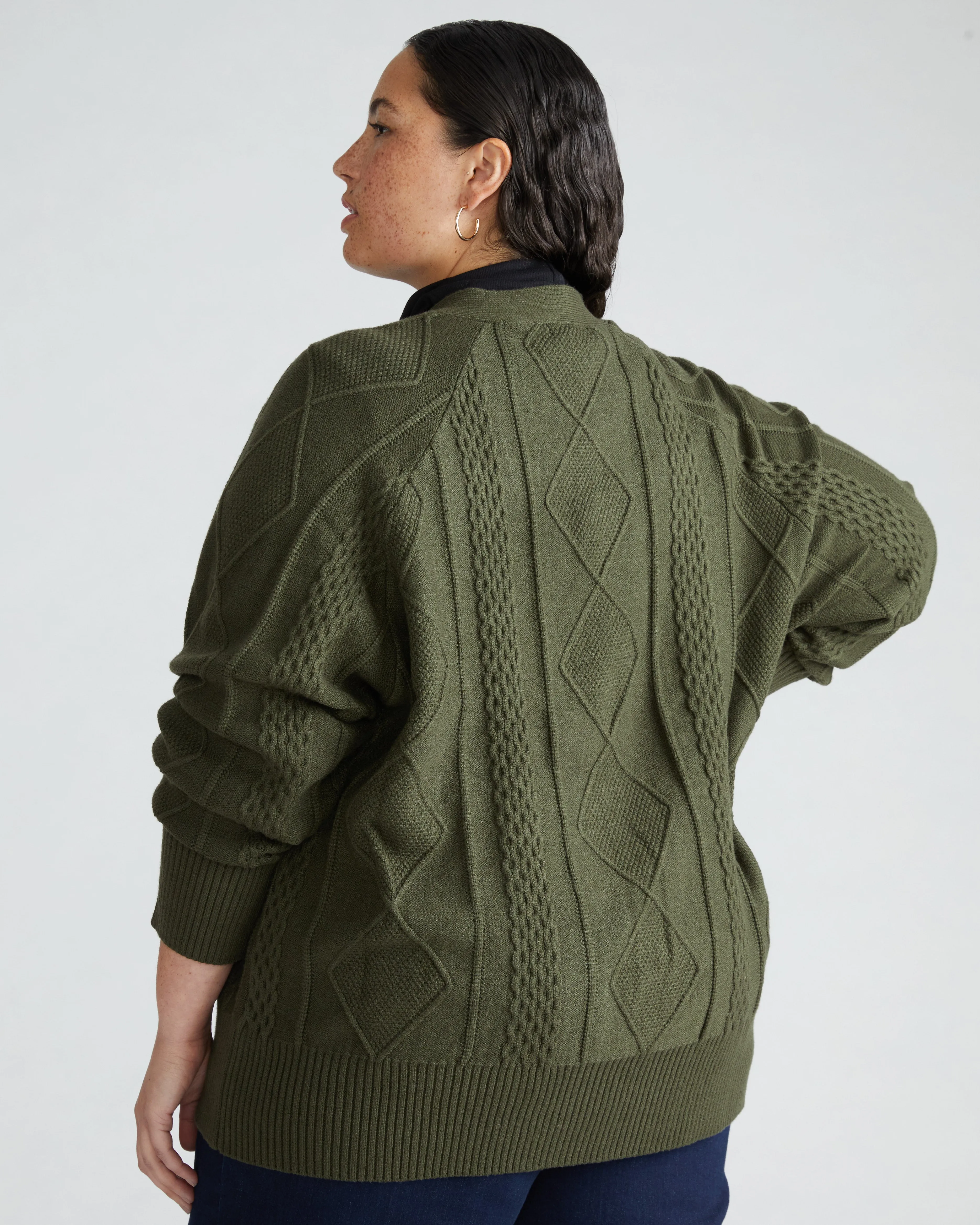 Cable Knit Cardigan - Haricot Vert sold by Universal Standard product image thumbnail 3