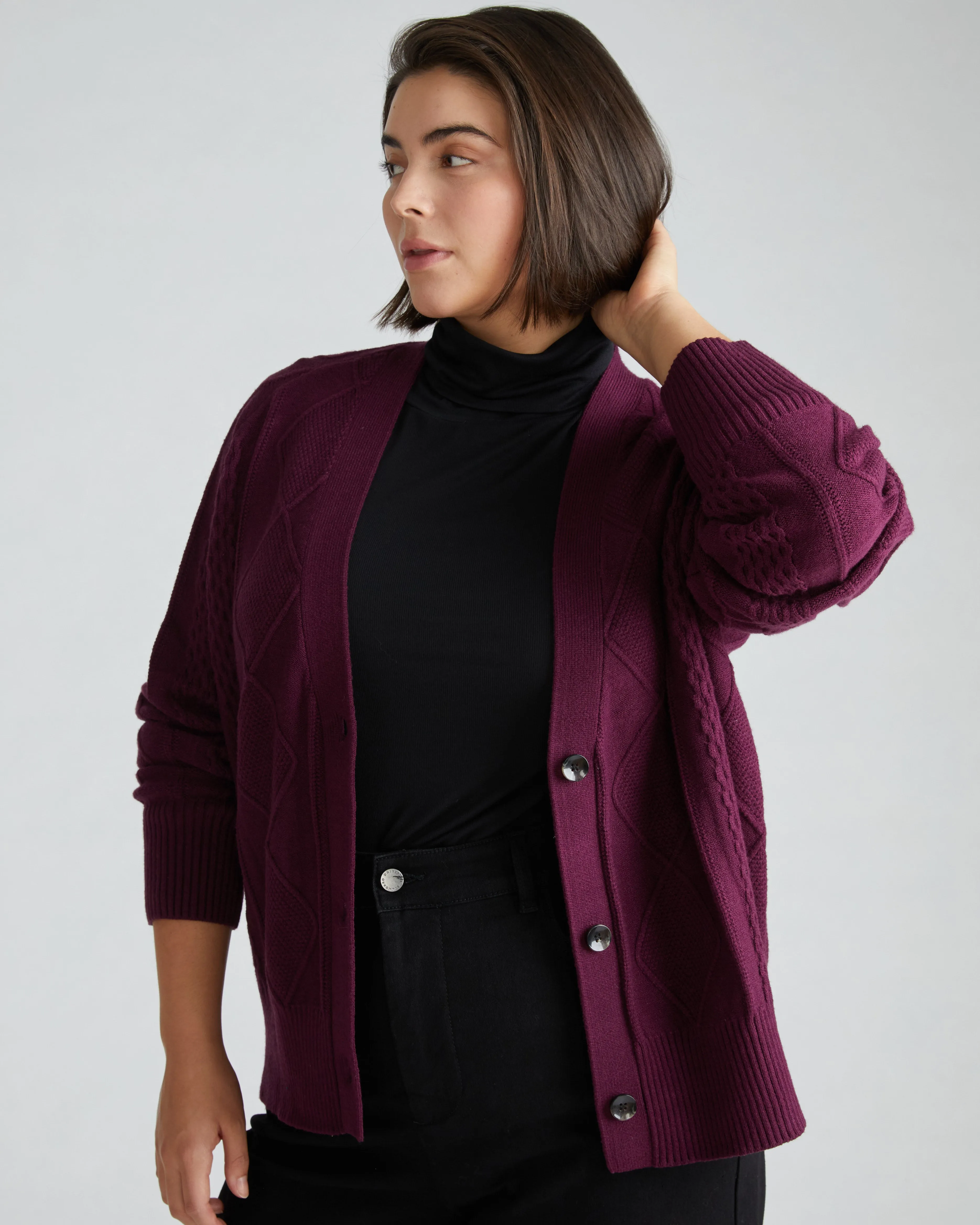 Cable Knit Cardigan - Acai sold by Universal Standard product image thumbnail 2