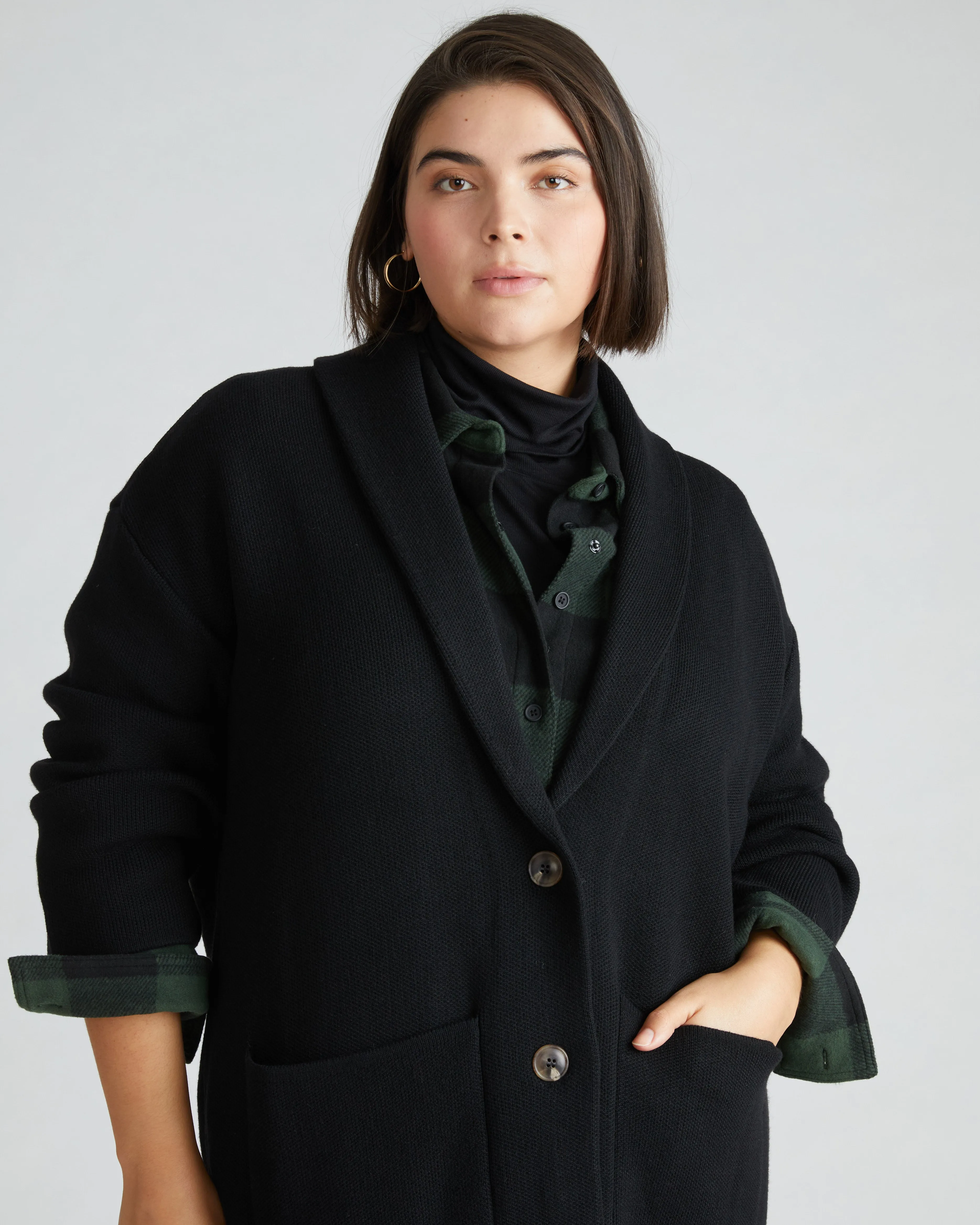 Sylvia Sweater Coat - Black sold by Universal Standard