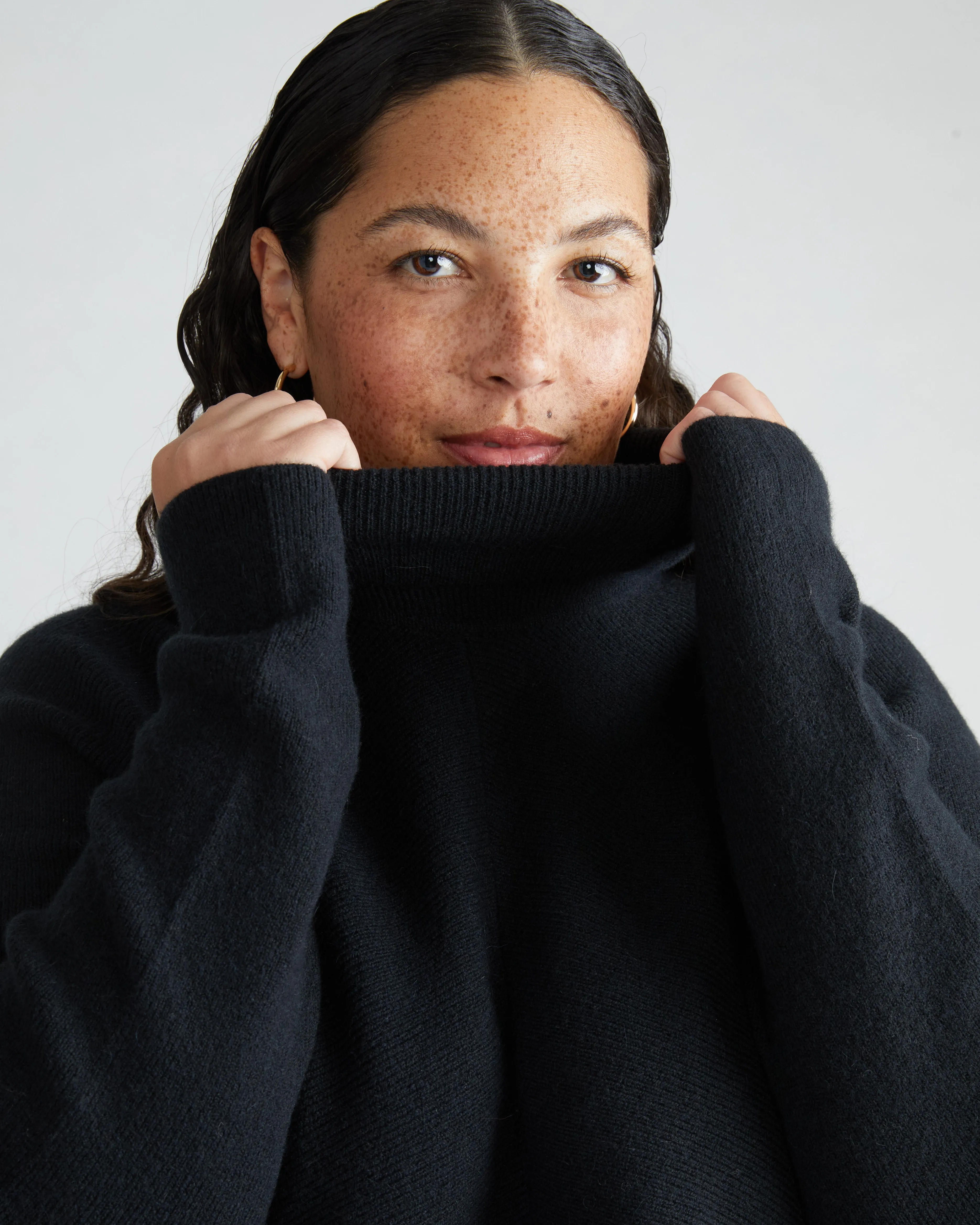 Chevron Eco Blanket Sweater - Black sold by Universal Standard