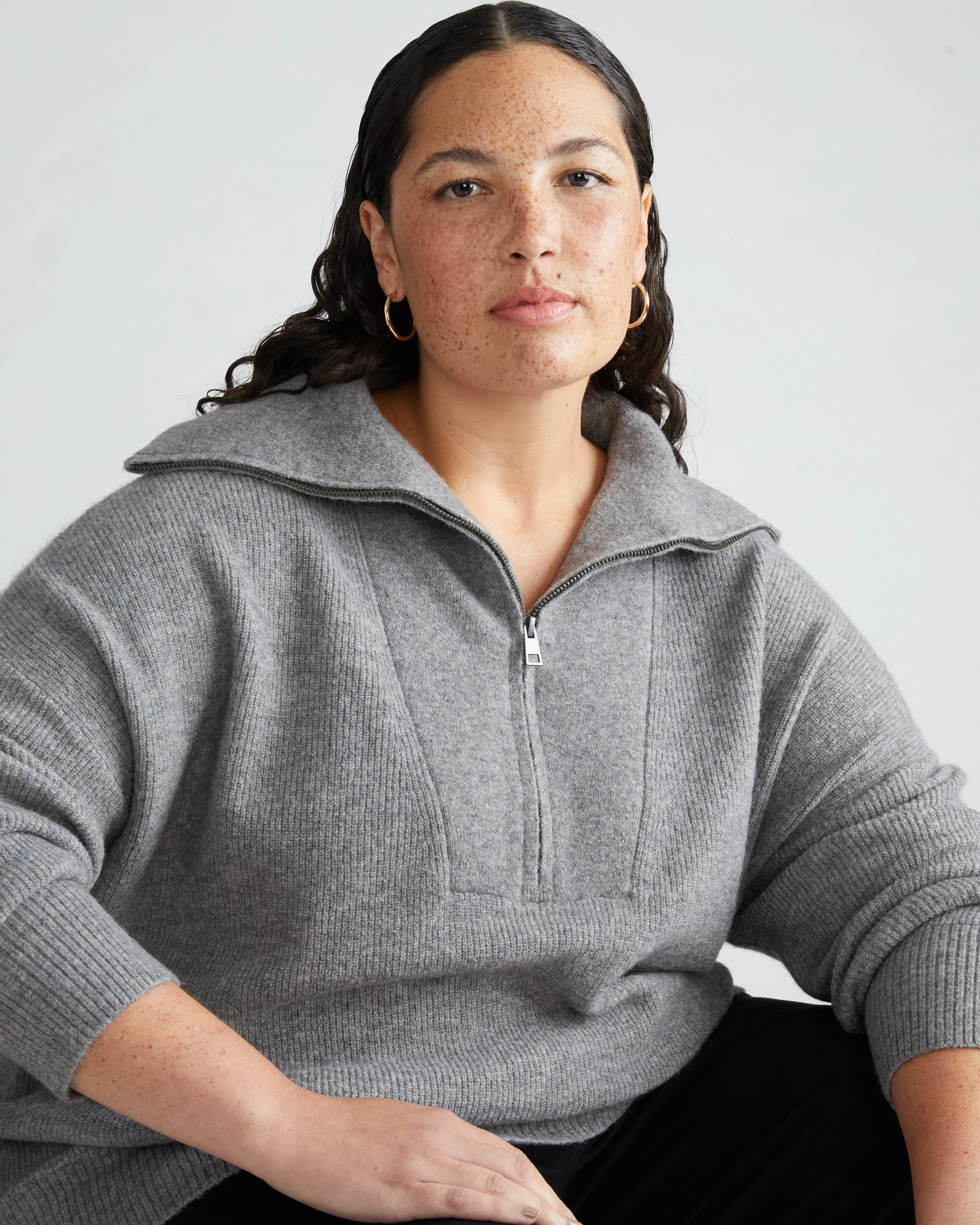 Half Zip Eco Blanket Sweater - Perfect Grey sold by Universal Standard product image thumbnail 5