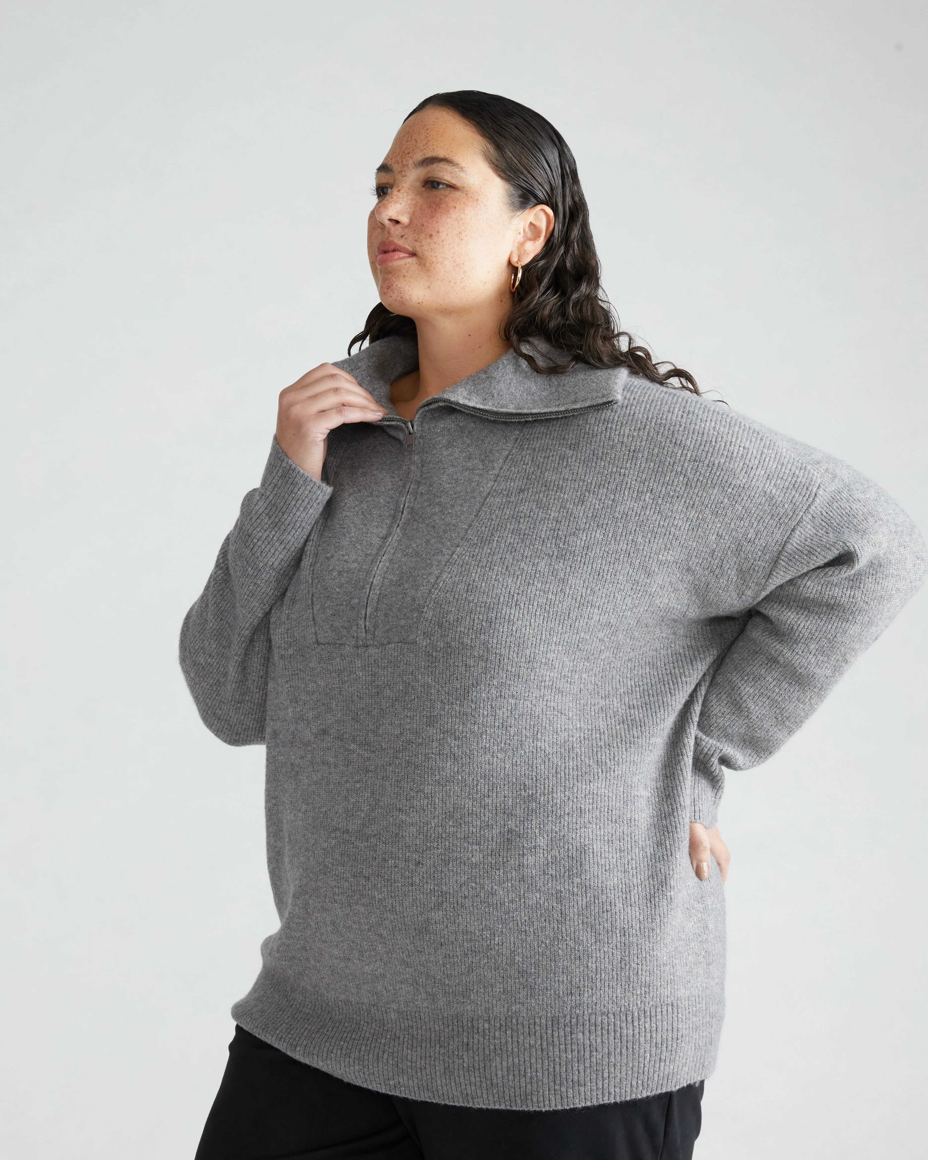 Half Zip Eco Blanket Sweater - Perfect Grey sold by Universal Standard product image thumbnail 3