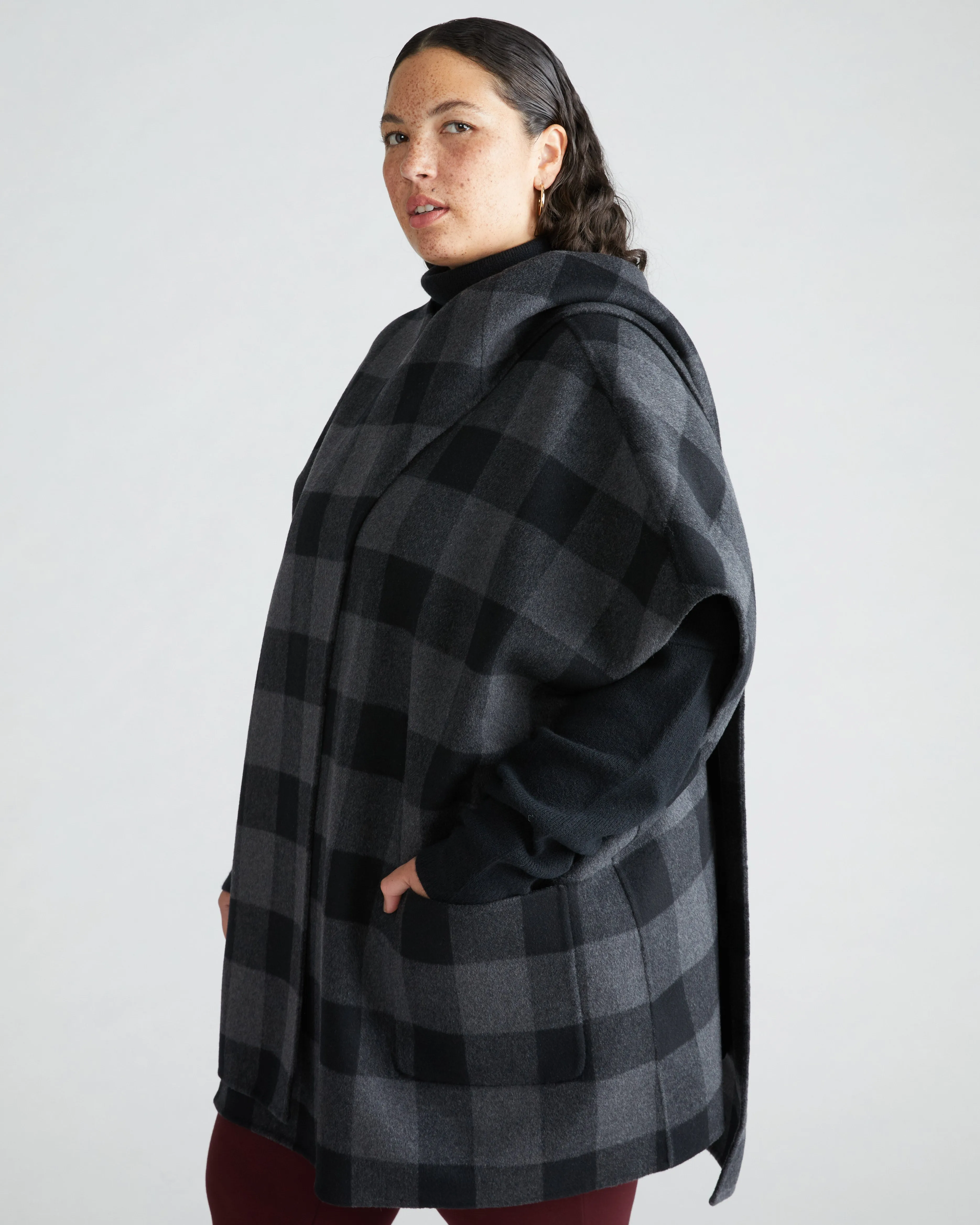 Tilda Cape - Greyscale Plaid sold by Universal Standard product image thumbnail 3