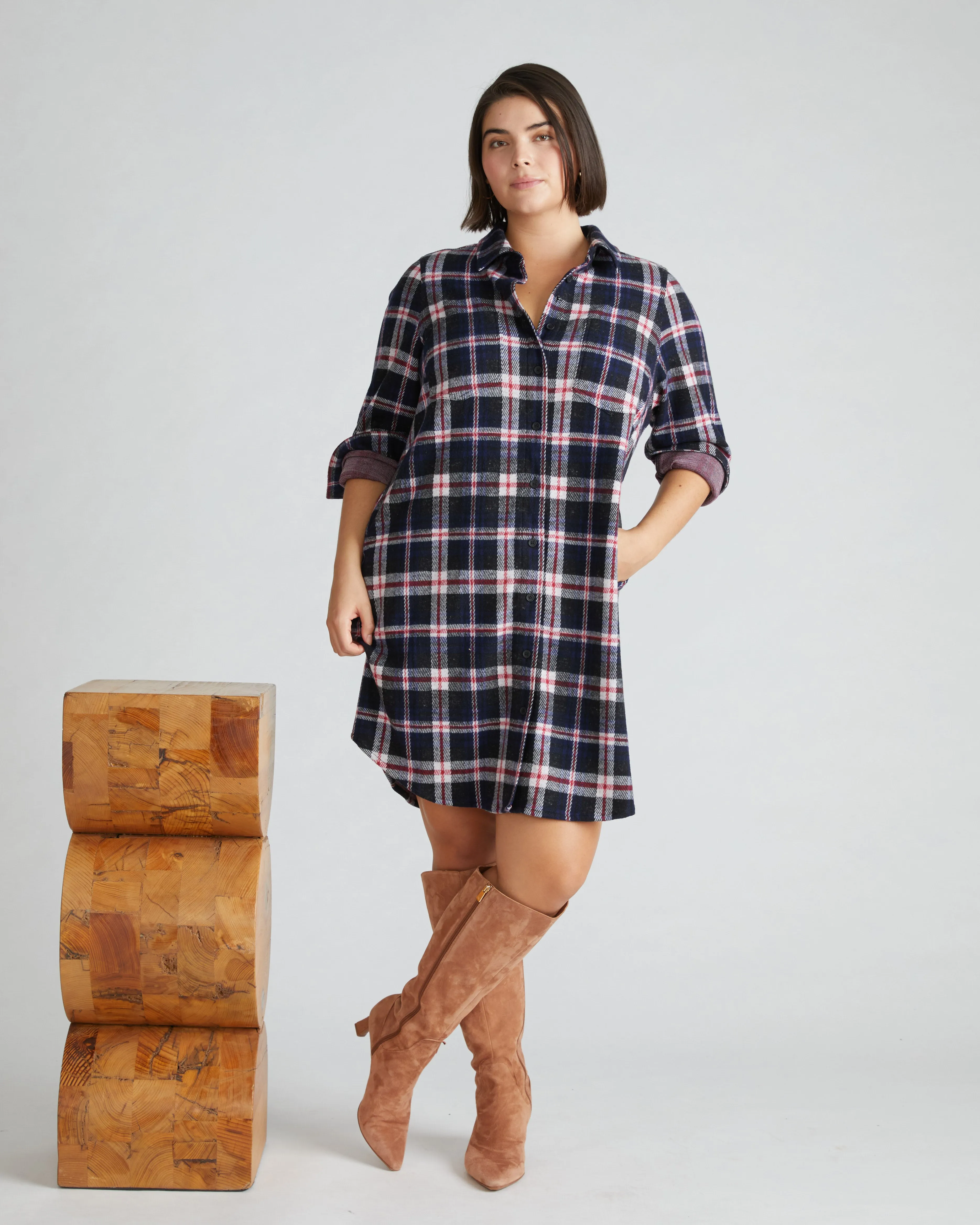 Maine Stretch Flannel Shirtdress - Heritage Plaid sold by Universal Standard