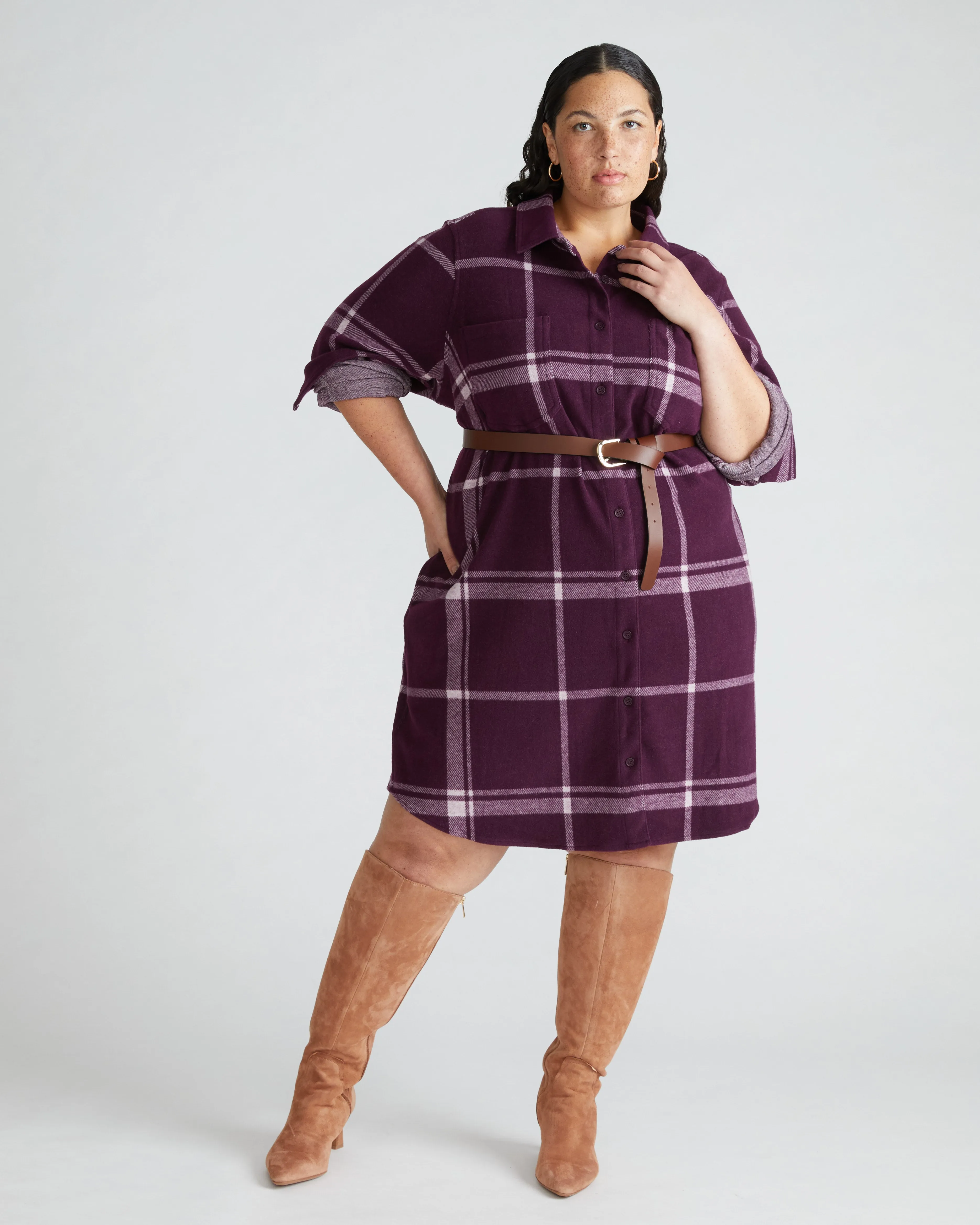 Maine Stretch Flannel Shirtdress - Jam Plaid sold by Universal Standard