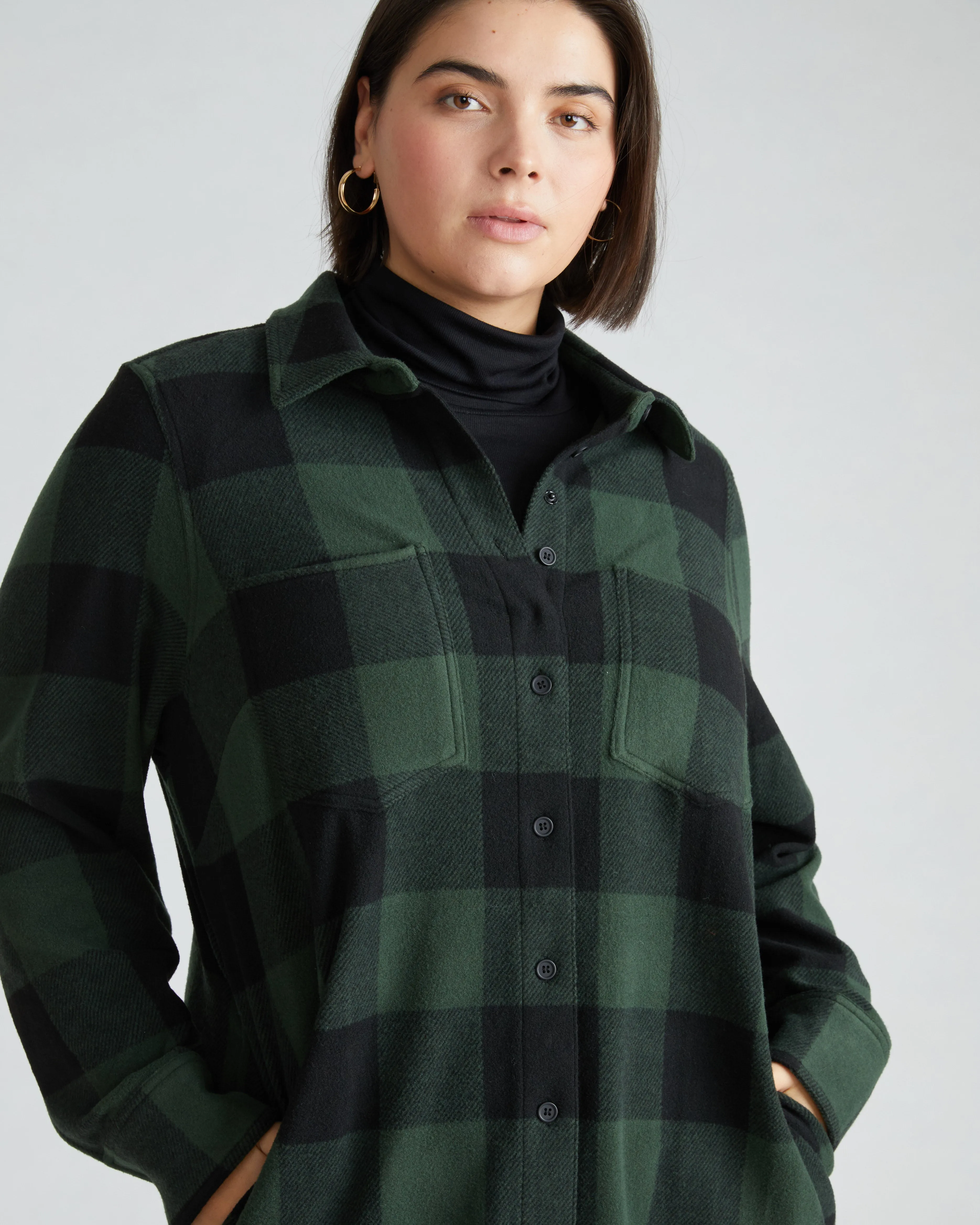 Maine Stretch Flannel Shirtdress - Dark Forest Plaid sold by Universal Standard product image thumbnail 2