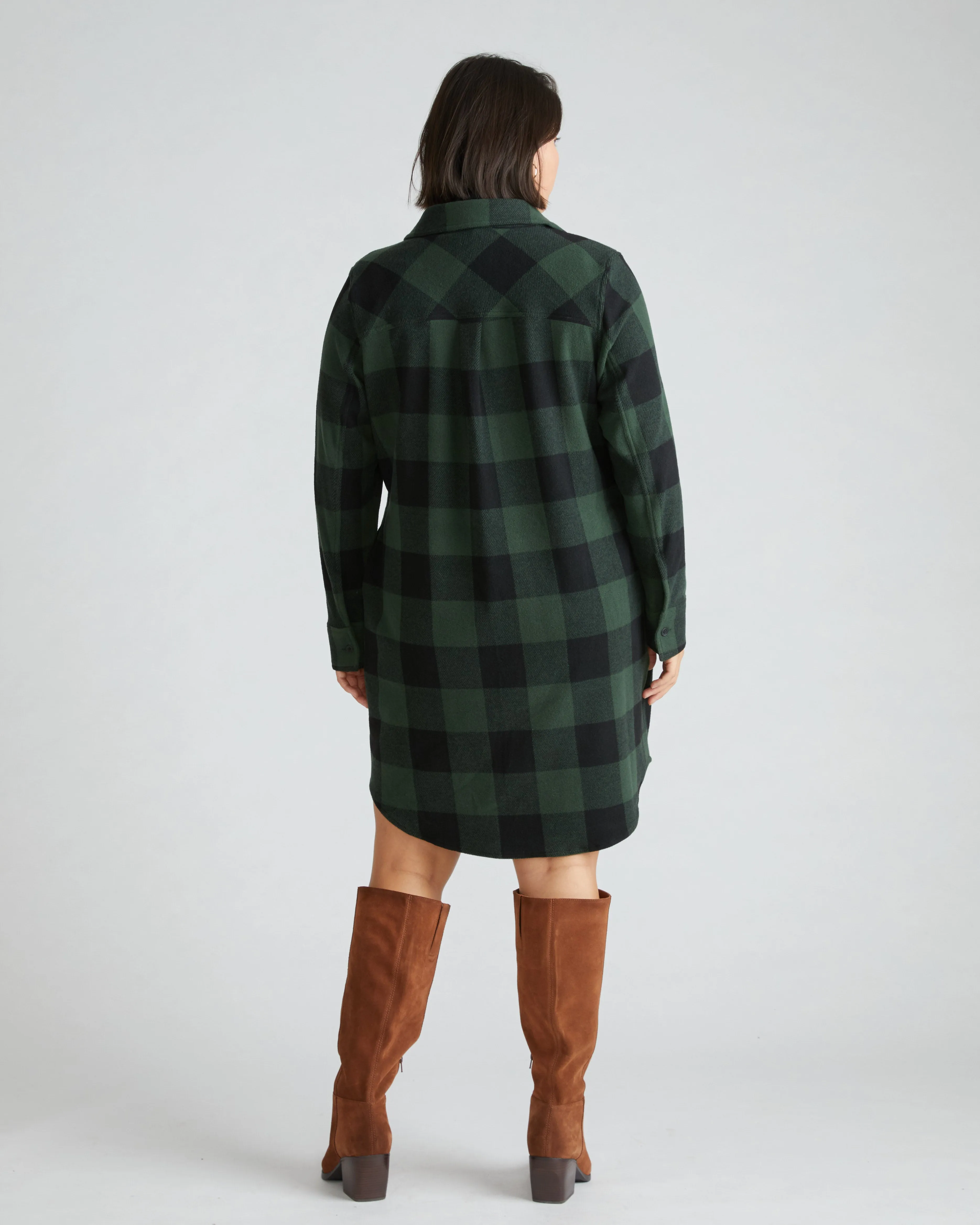 Maine Stretch Flannel Shirtdress - Dark Forest Plaid sold by Universal Standard product image thumbnail 3
