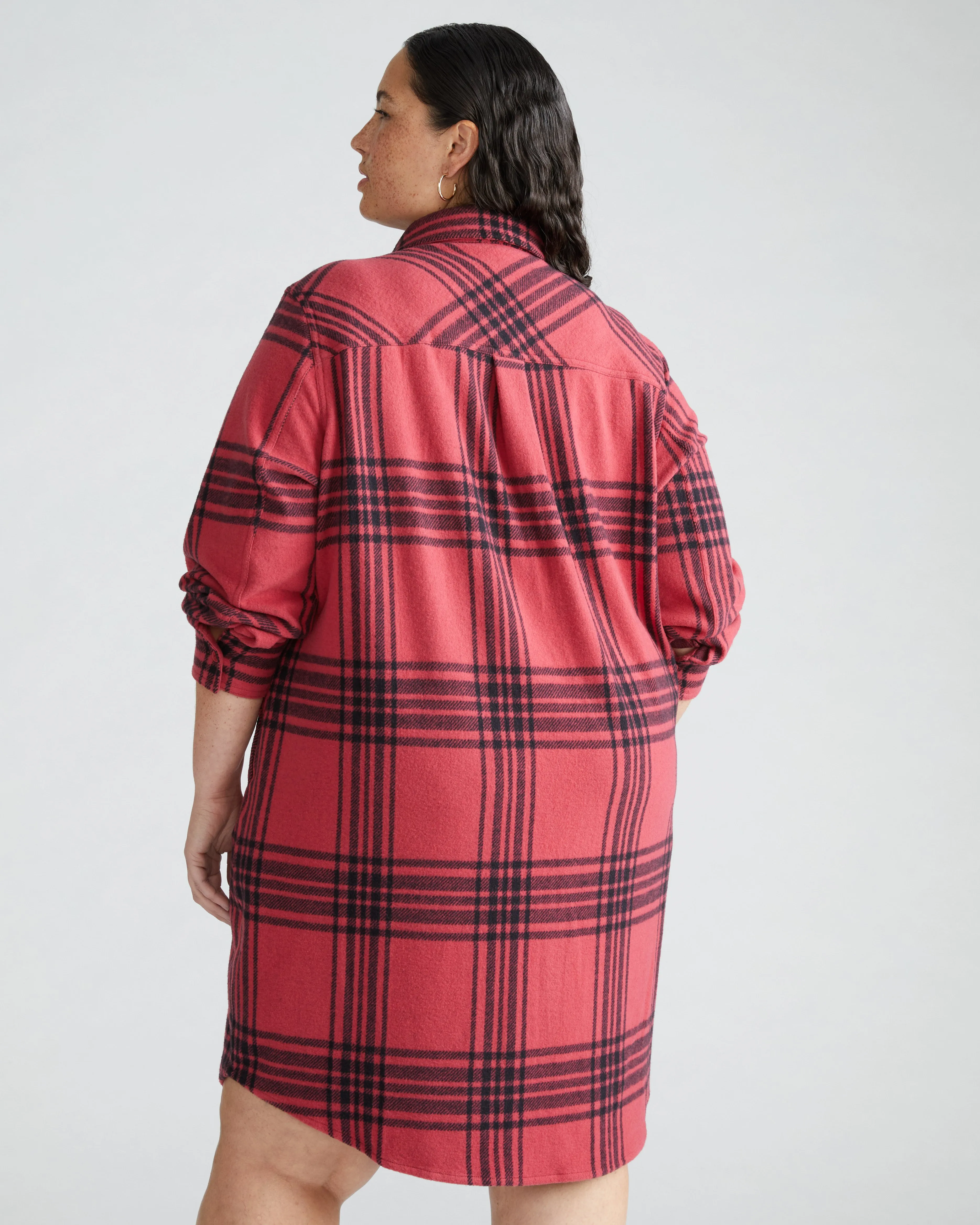 Maine Stretch Flannel Shirtdress - Cranberry Plaid sold by Universal Standard product image thumbnail 2