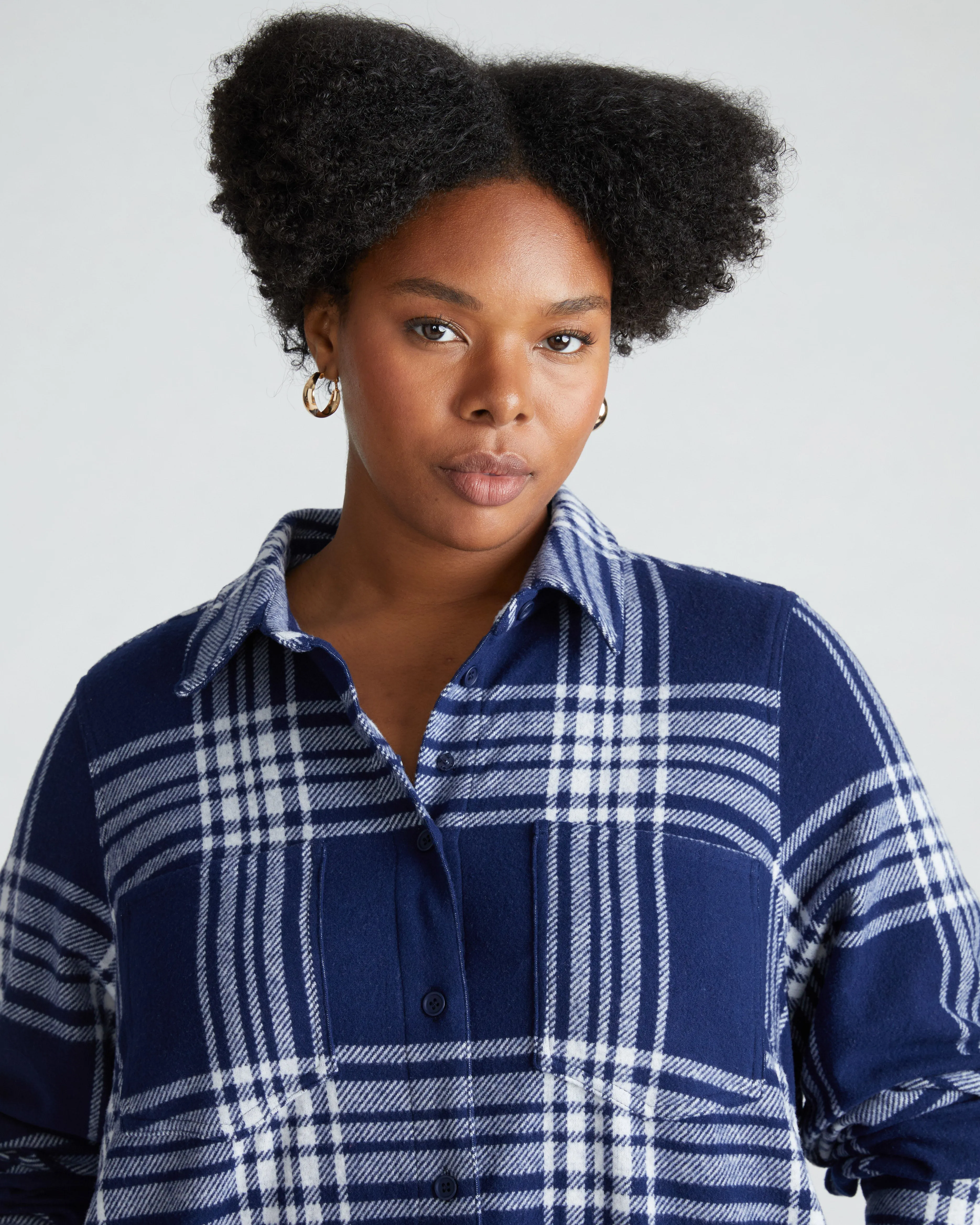Maine Stretch Flannel Shirtdress - Ocean Plaid sold by Universal Standard product image thumbnail 2