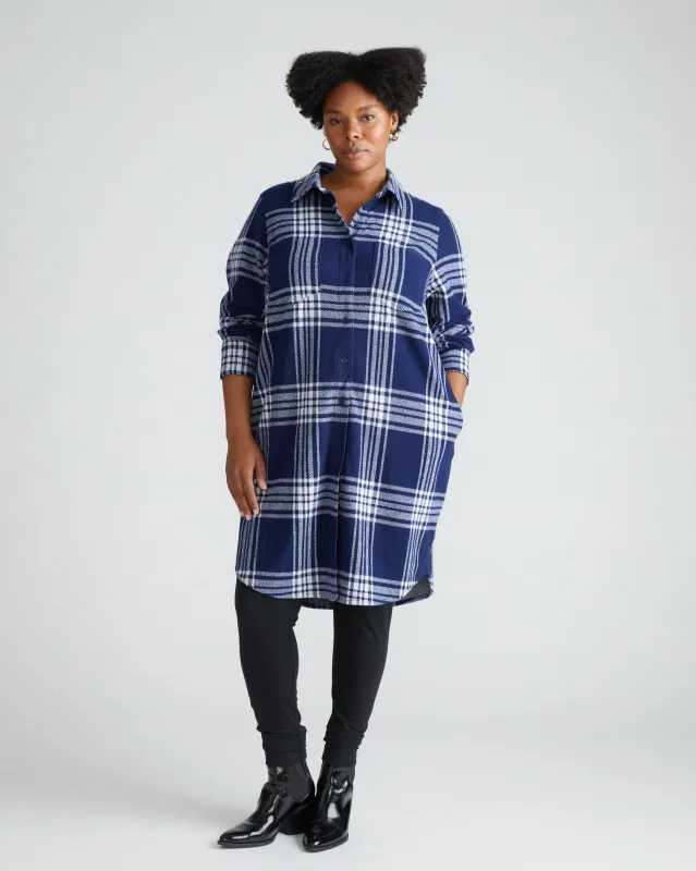 Maine Stretch Flannel Shirtdress - Ocean Plaid sold by Universal Standard