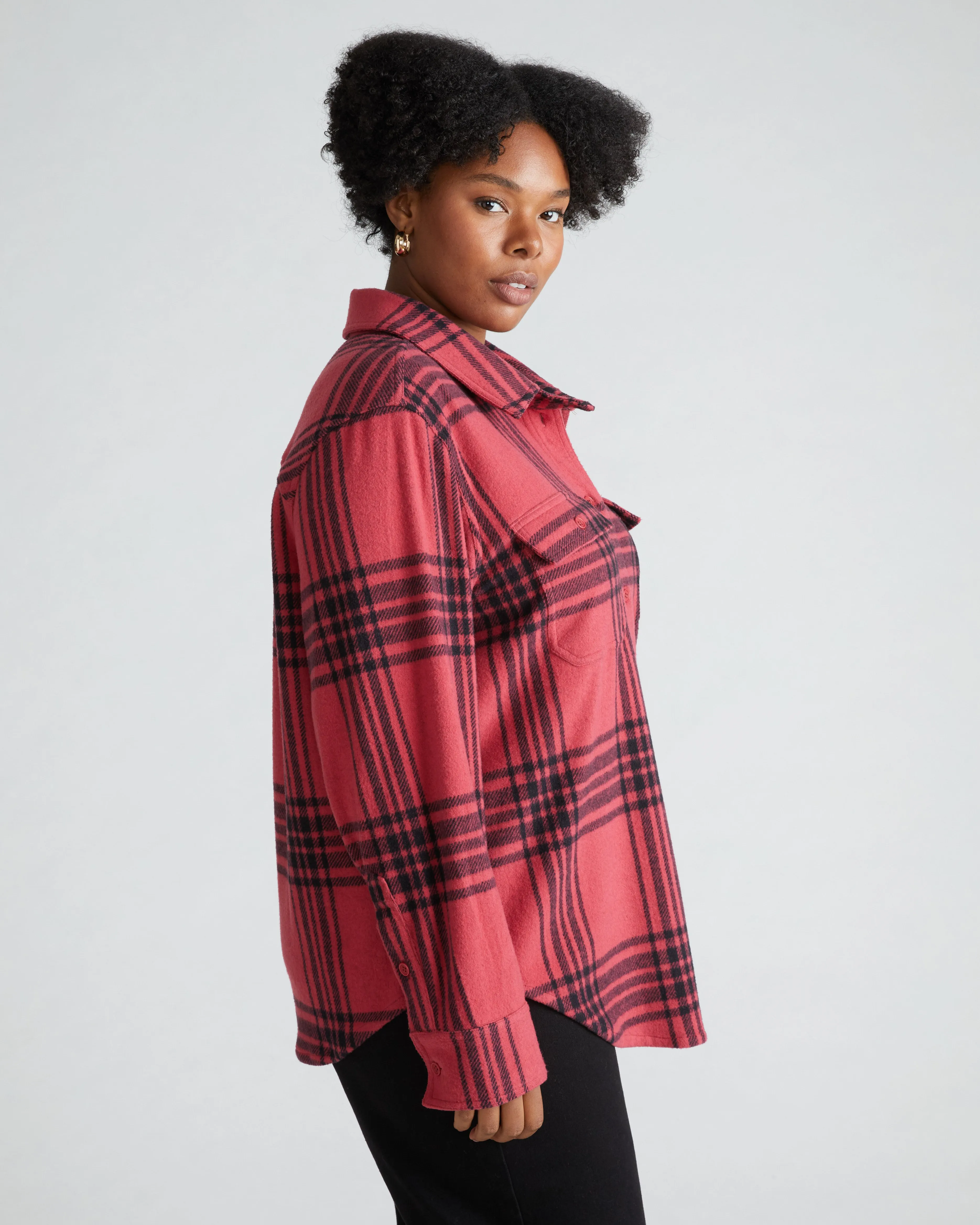 Maine Stretch Flannel Shirt - Cranberry Plaid sold by Universal Standard product image thumbnail 2