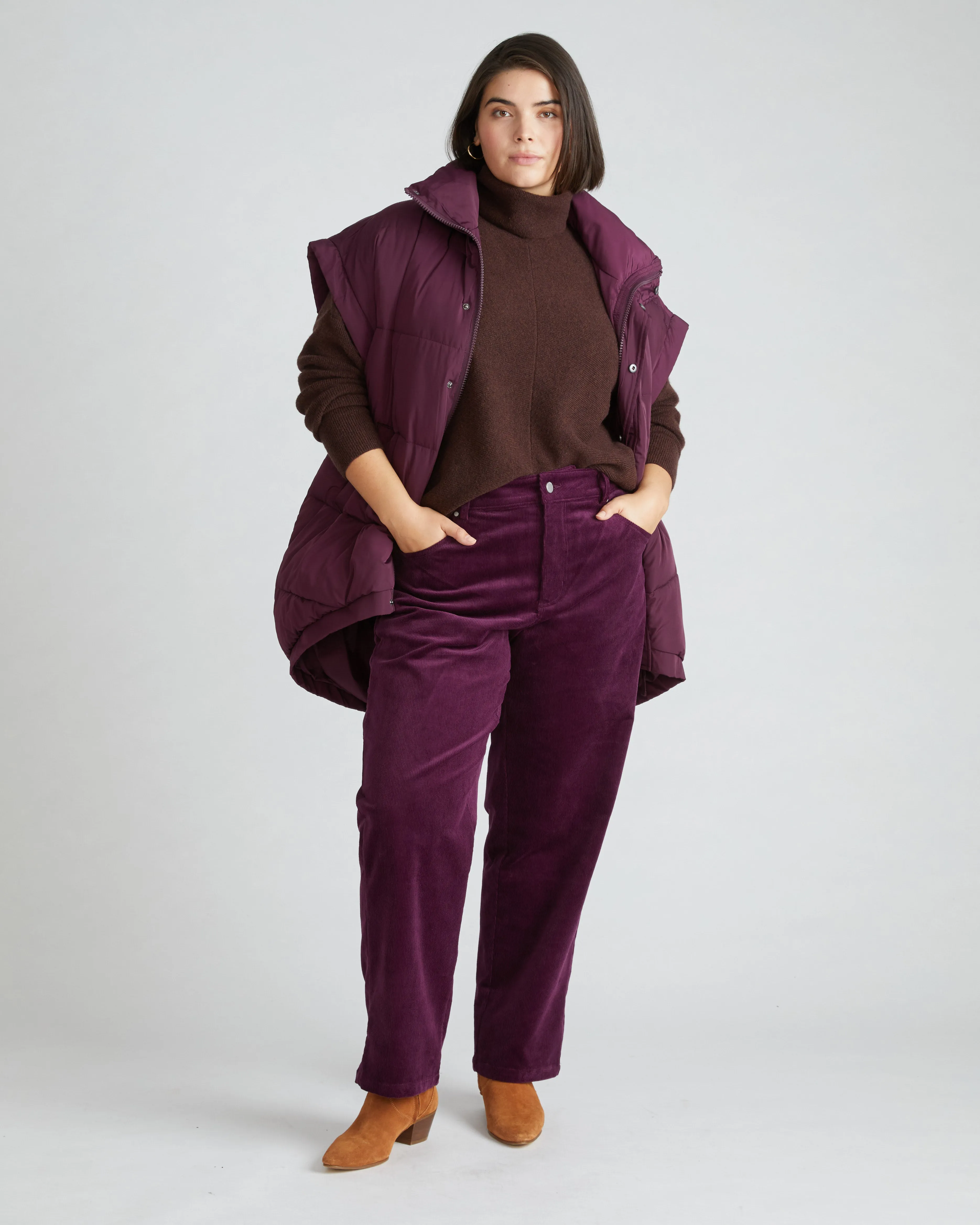 Cassidy High Rise Straight Corduroy Pants - Gamay sold by Universal Standard