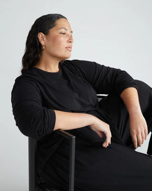 Pina Long Sleeve Lounge Tee - Black sold by Universal Standard