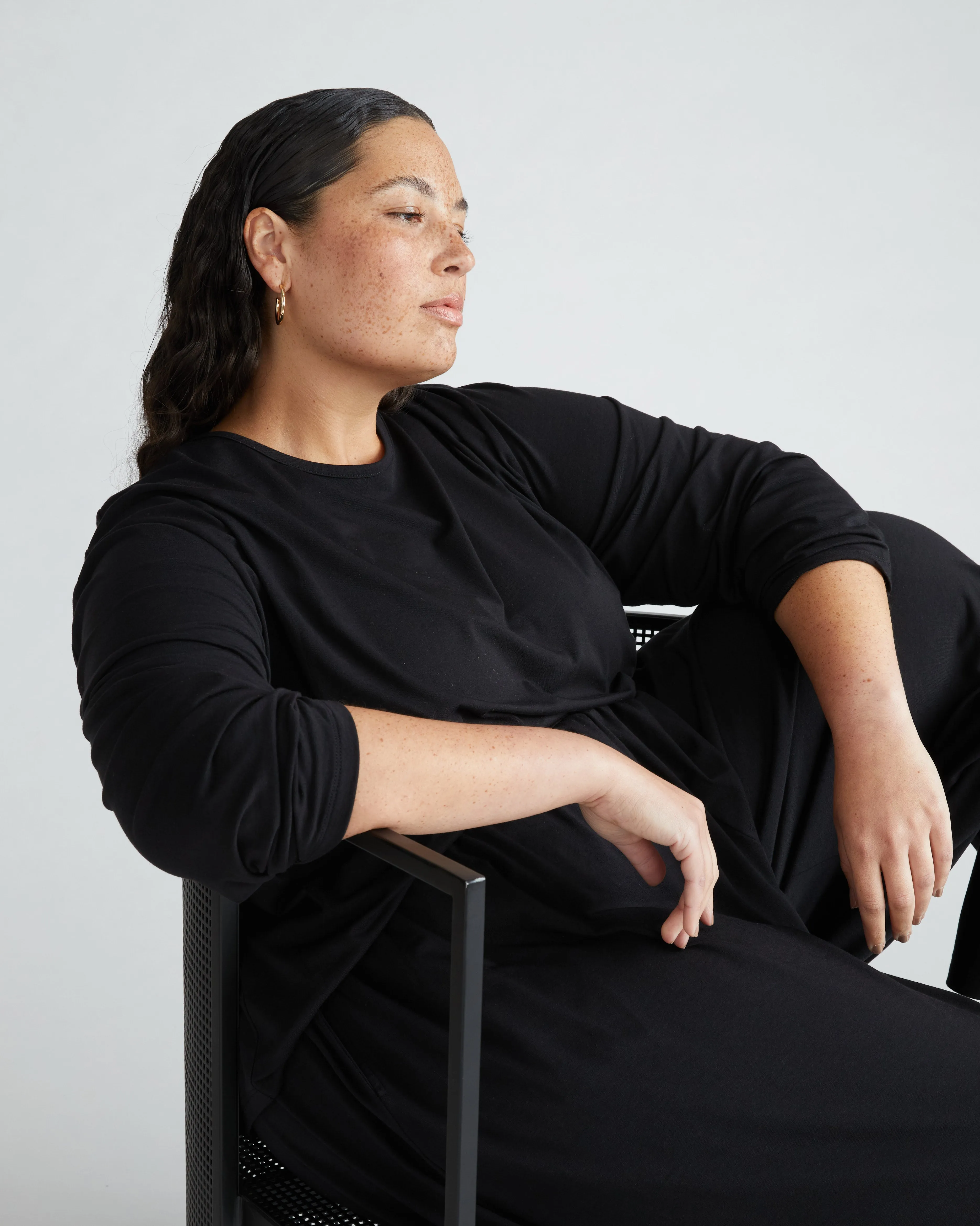 Pina Long Sleeve Lounge Tee - Black sold by Universal Standard