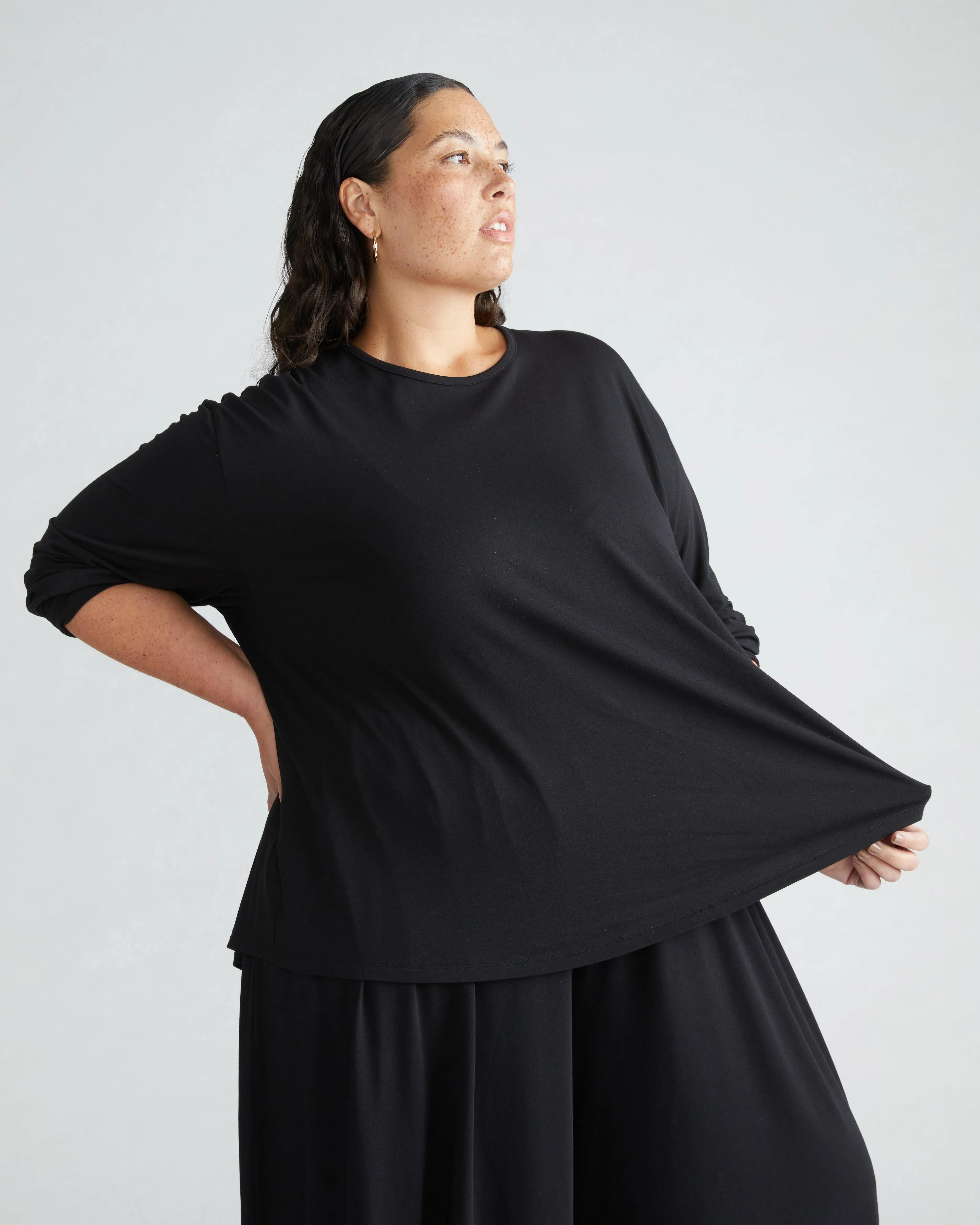 Pina Long Sleeve Lounge Tee - Black sold by Universal Standard product image thumbnail 3