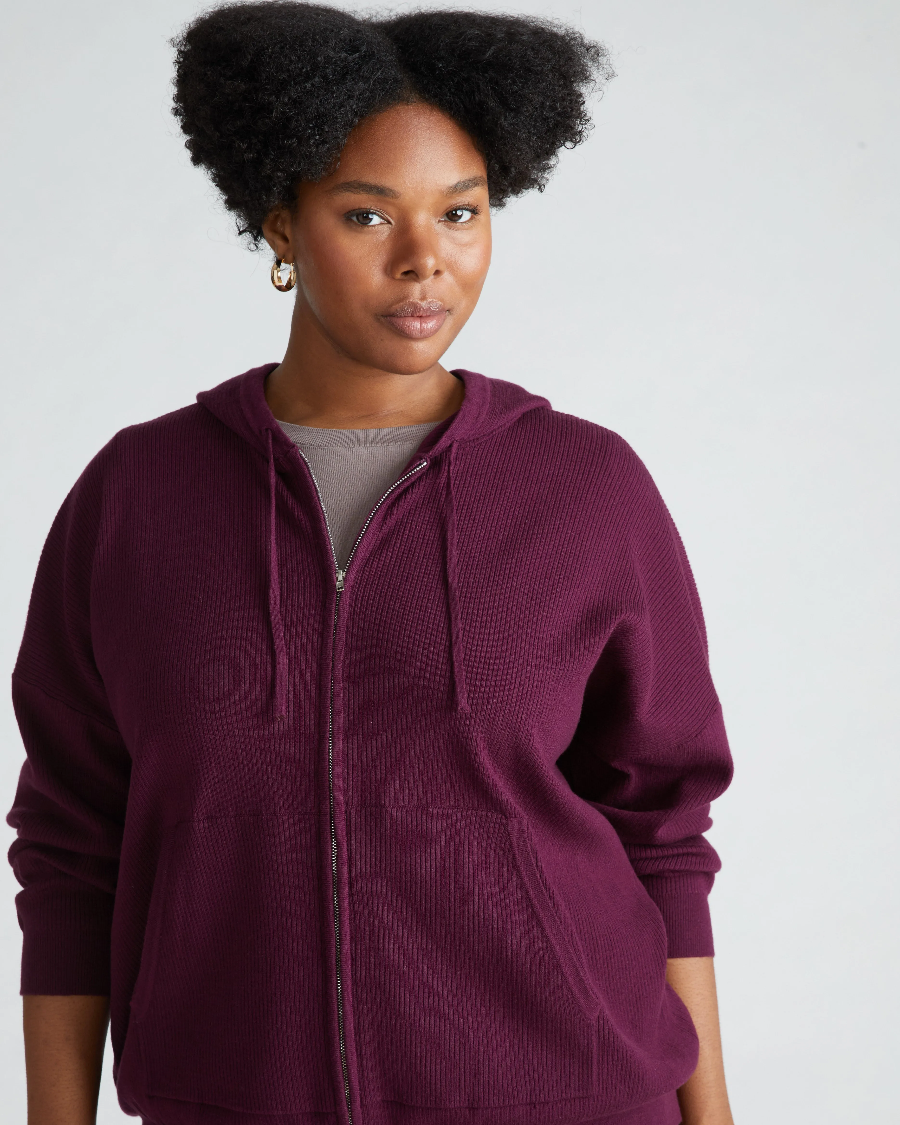 Knitted Mila Zip Hoodie - Acai sold by Universal Standard product image thumbnail 3