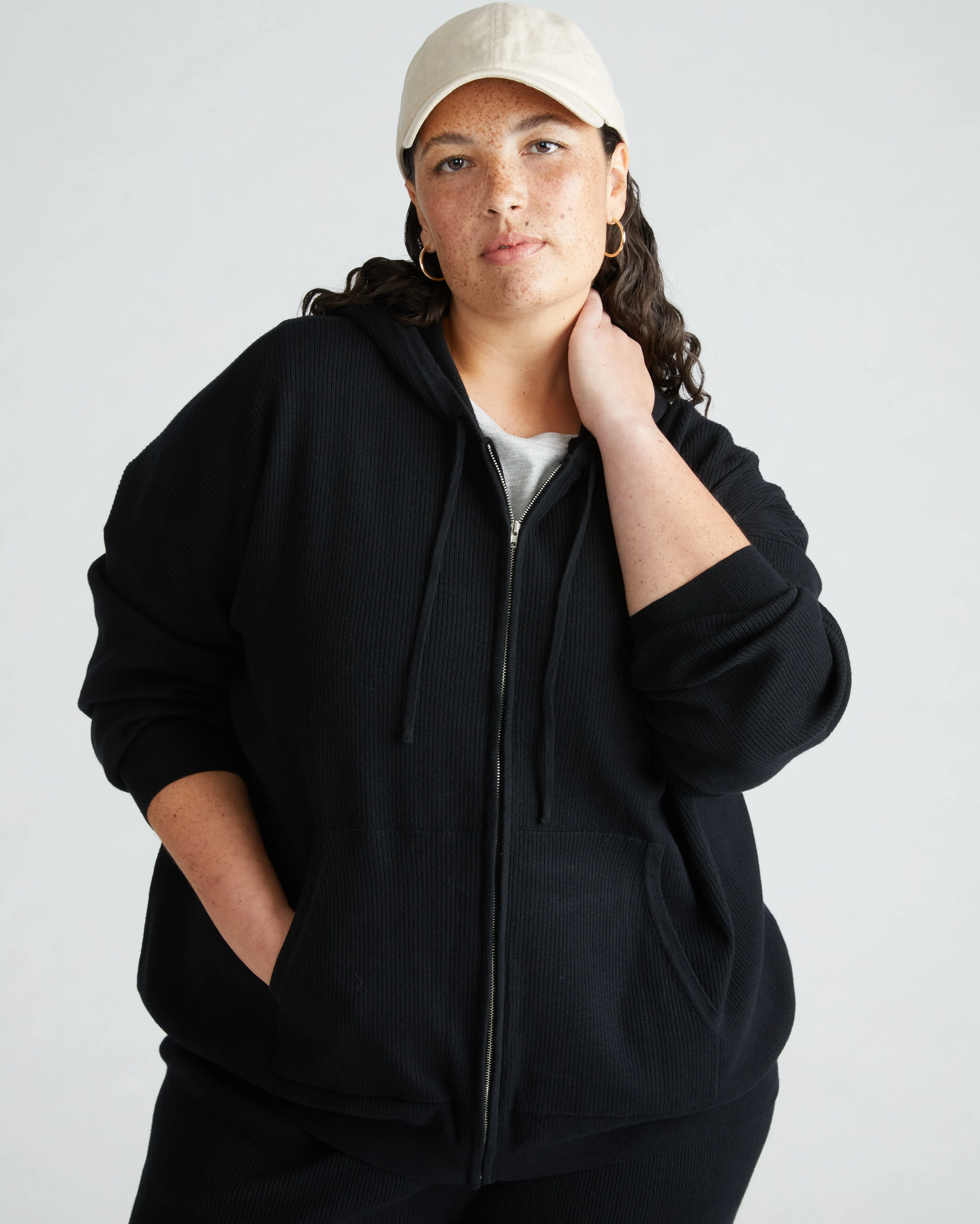 Knitted Mila Zip Hoodie - Black sold by Universal Standard product image thumbnail 3