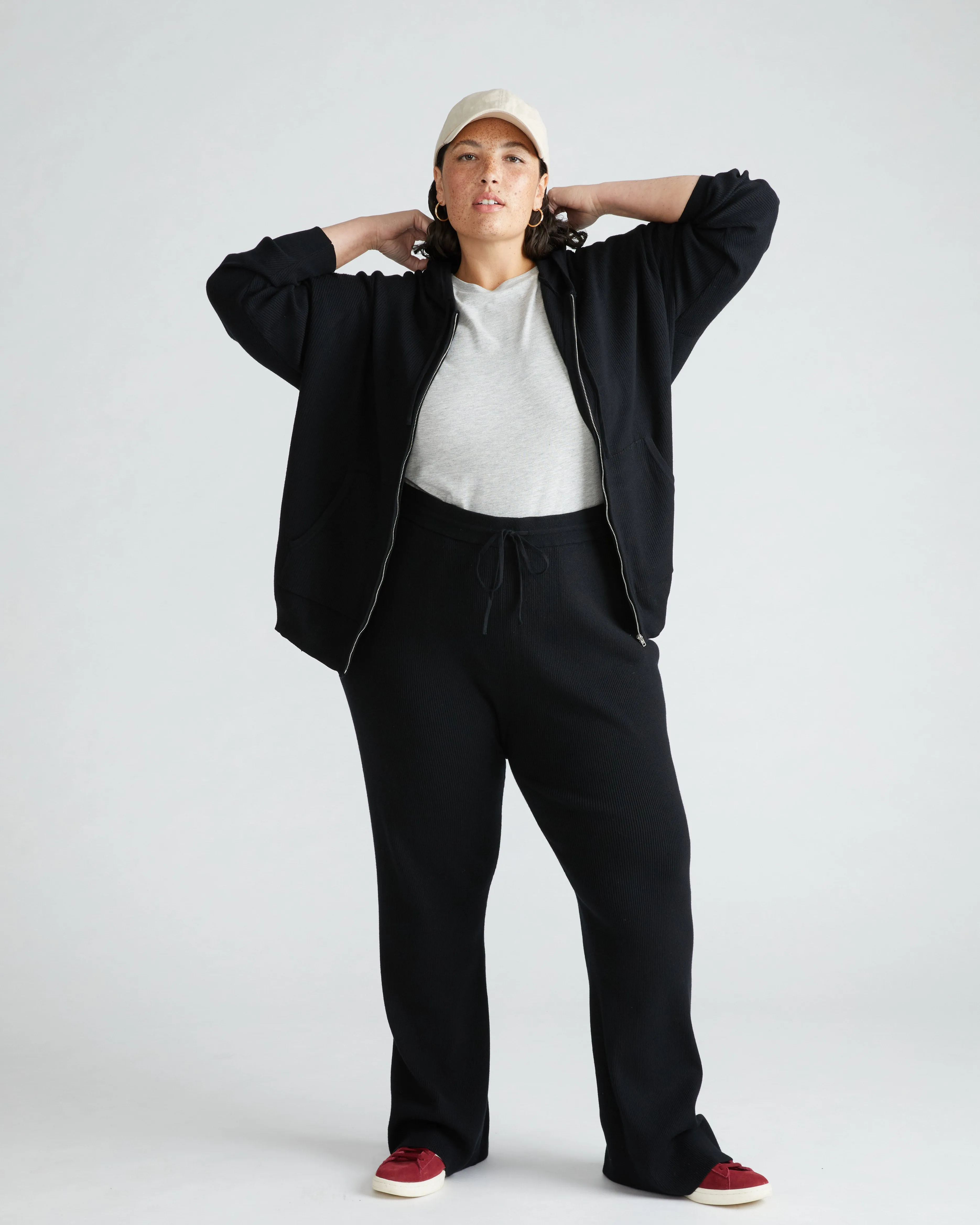 Knitted Mila Zip Hoodie - Black sold by Universal Standard