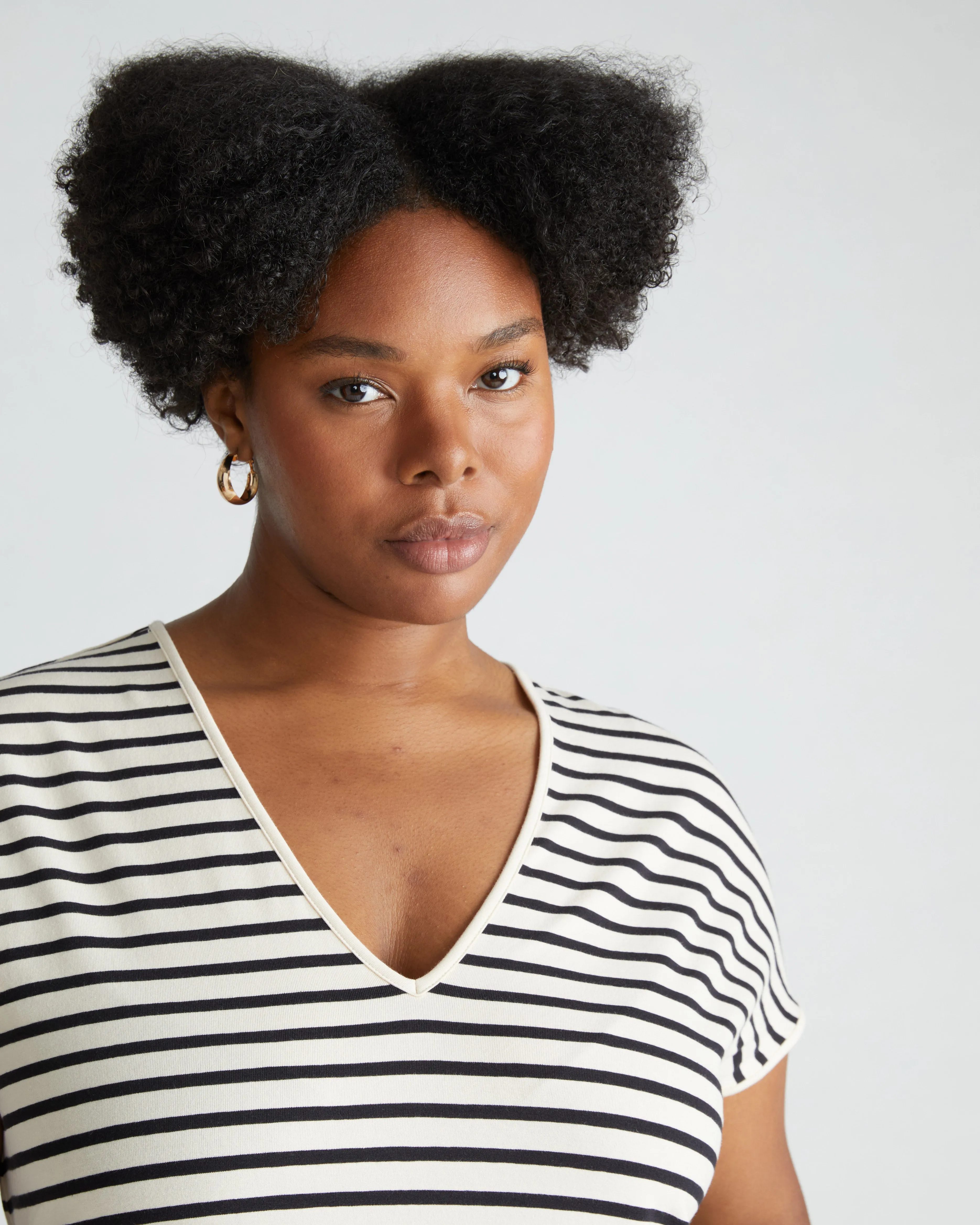 Iconic Geneva V-Neck Dress - Copacabana/Black Stripe sold by Universal Standard product image thumbnail 3