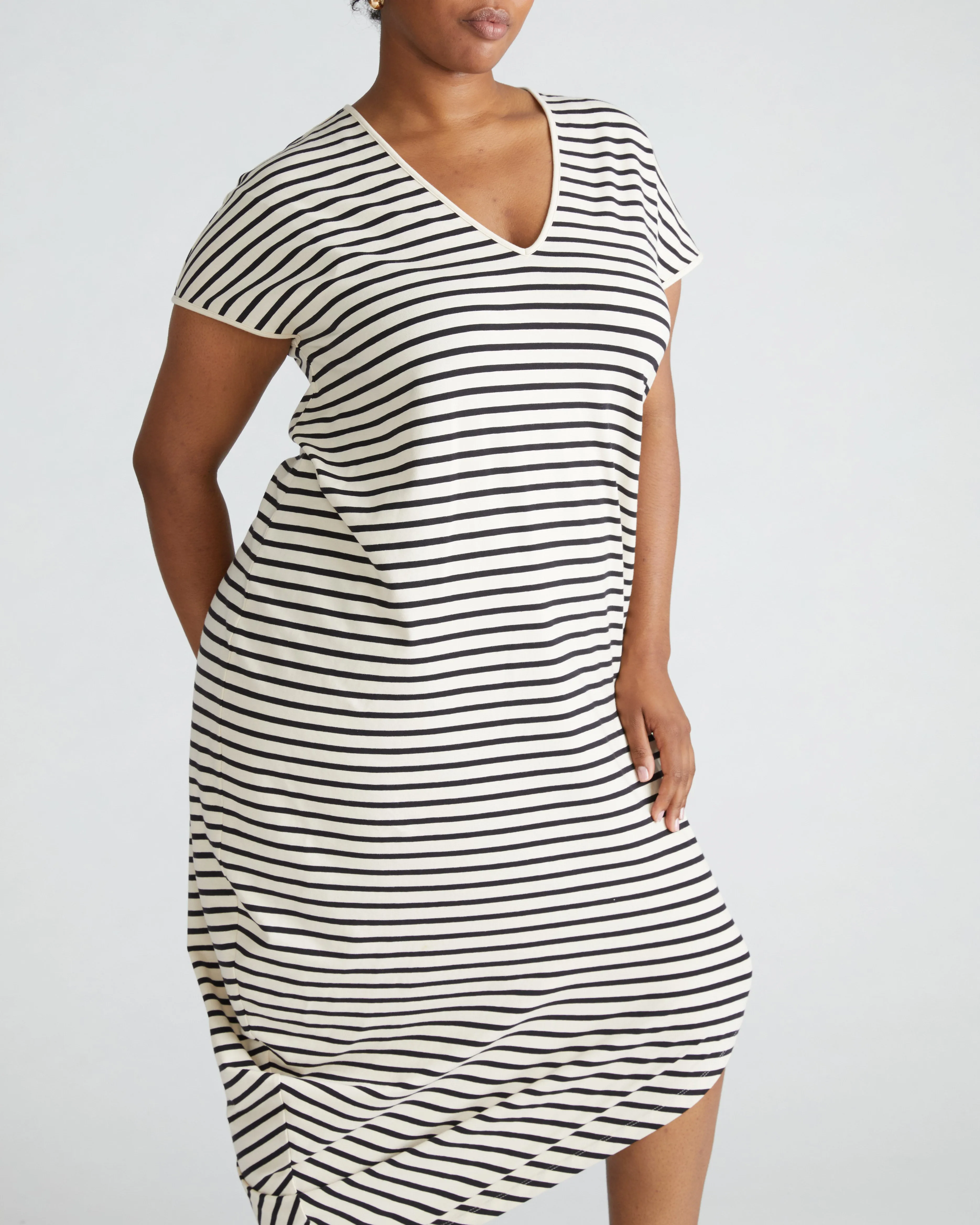 Iconic Geneva V-Neck Dress - Copacabana/Black Stripe sold by Universal Standard product image thumbnail 2