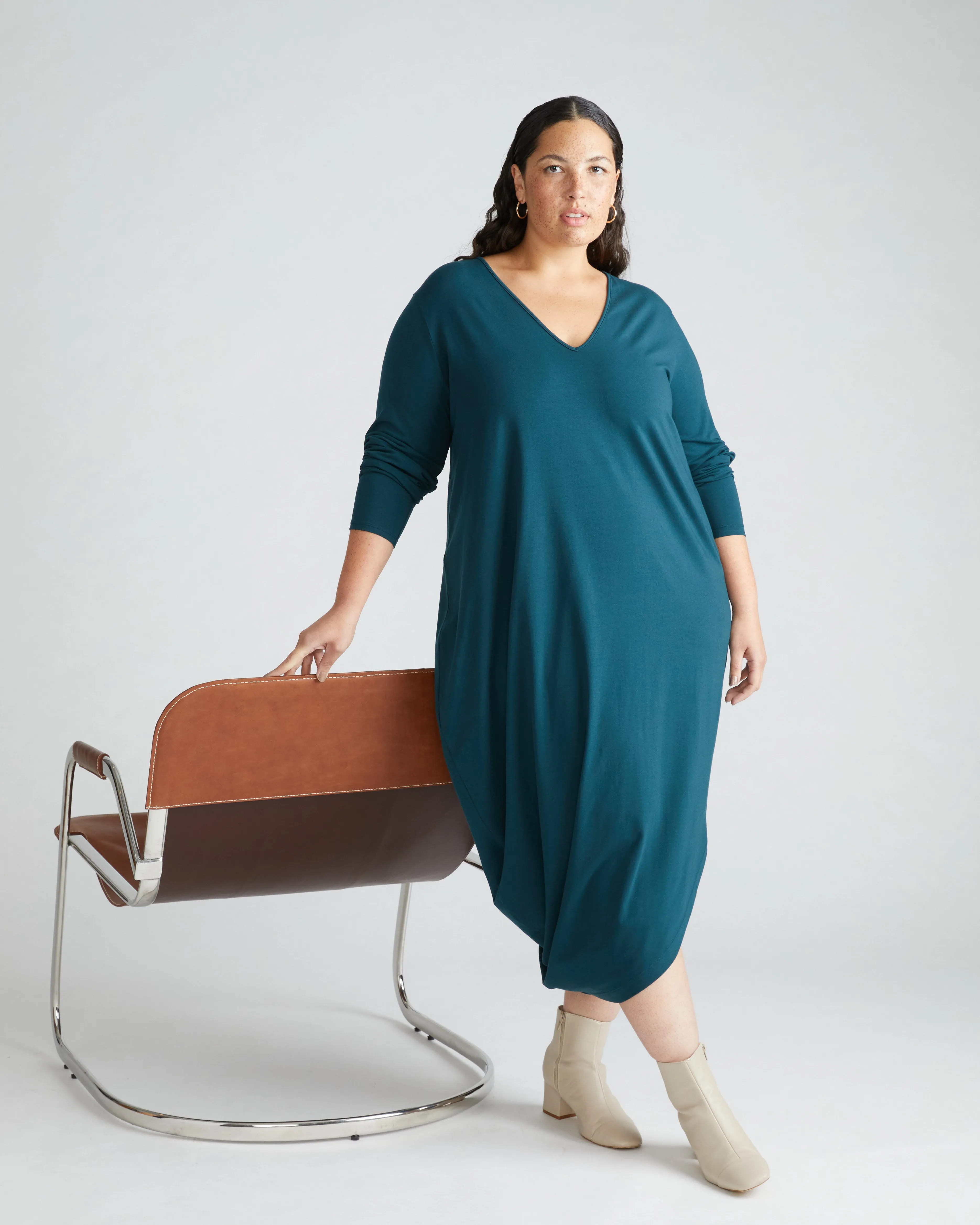 Iconic Long Sleeve V-Neck Geneva Dress - Deep Sea sold by Universal Standard product image thumbnail 2