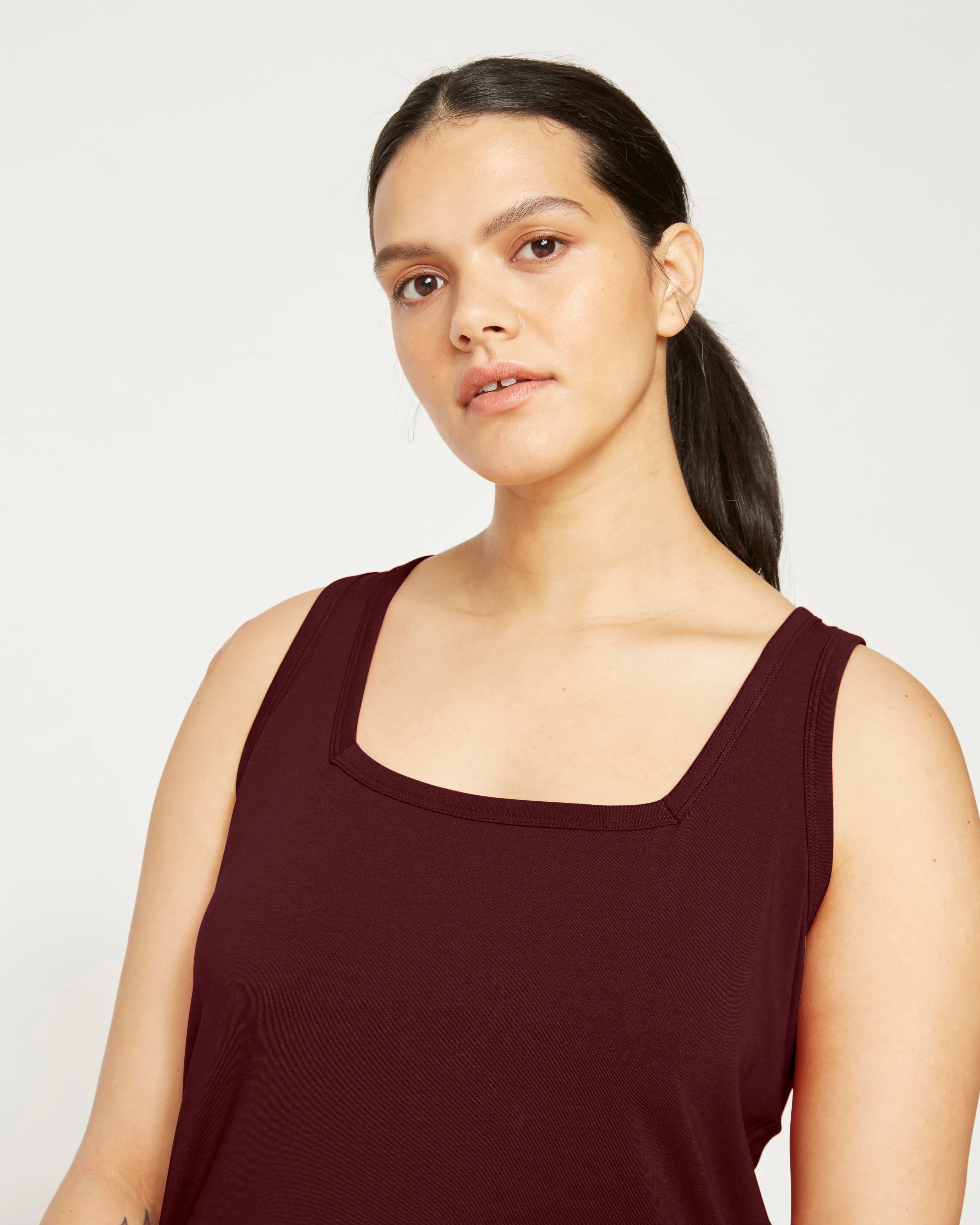 Square Neck Tank Top - Black Cherry sold by Universal Standard product image thumbnail 3