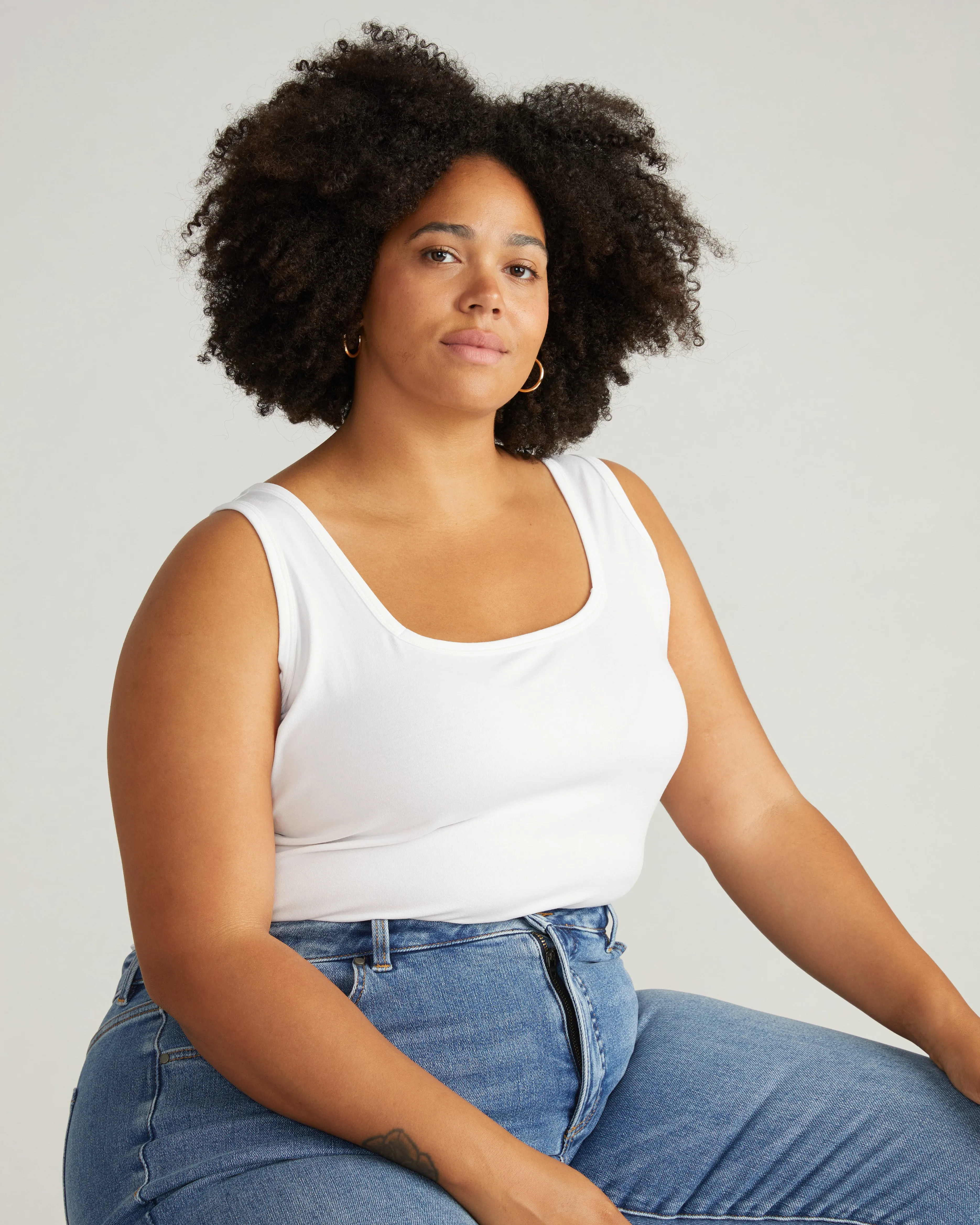 Square Neck Tank Top - White sold by Universal Standard