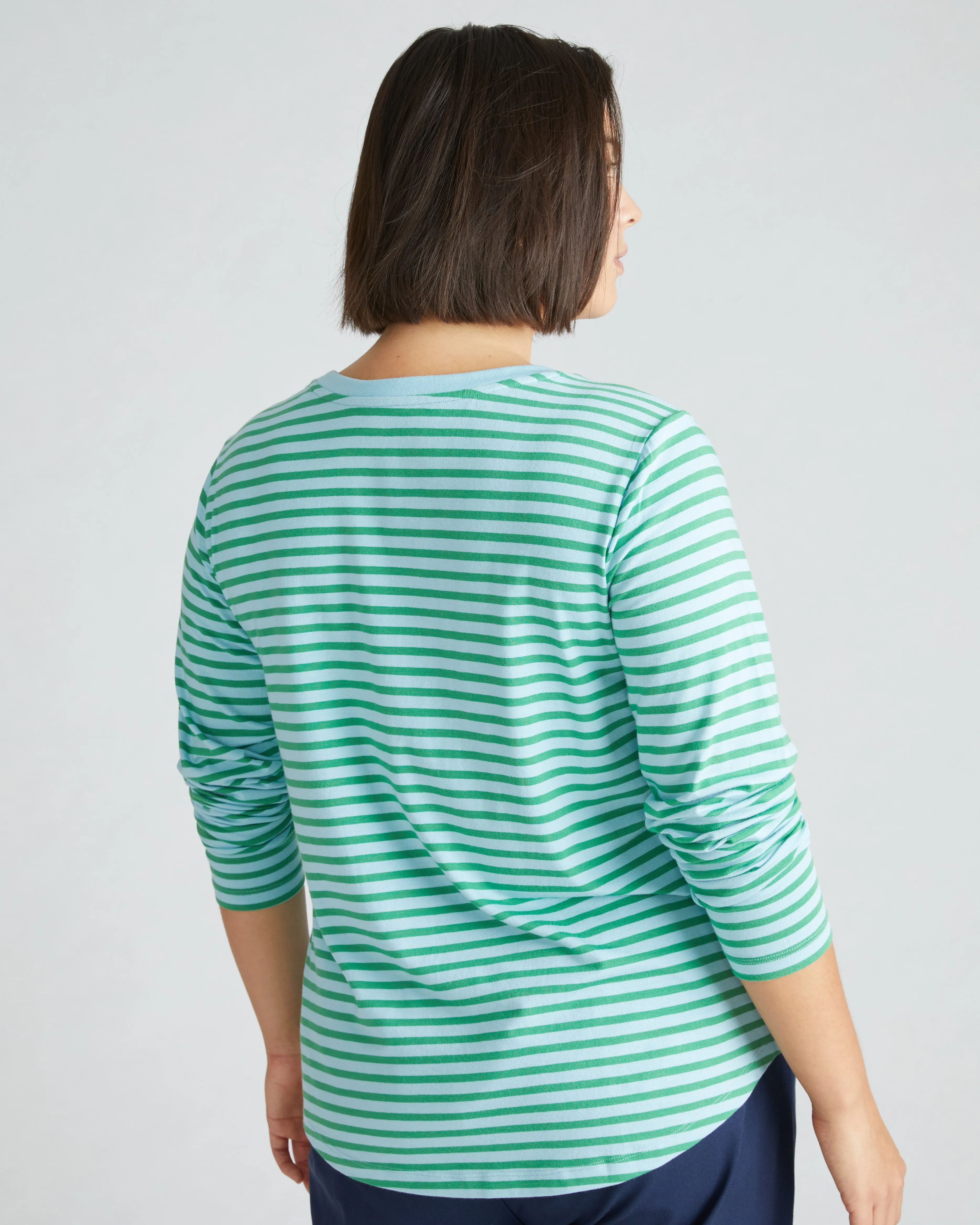 Long Sleeve Tee Rex - Sky Blue/Spearmint Candy Stripe sold by Universal Standard product image thumbnail 3