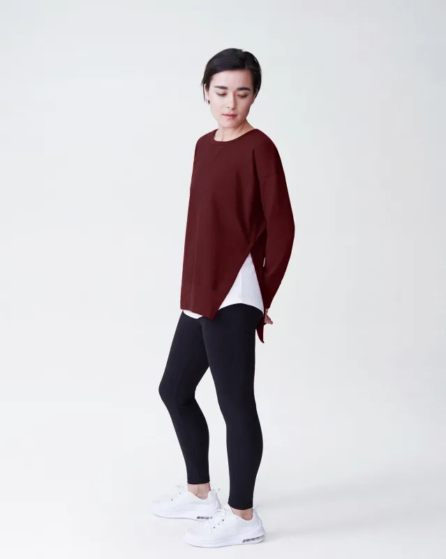 Fiona Side Slit Sweatshirt - Black Cherry sold by Universal Standard