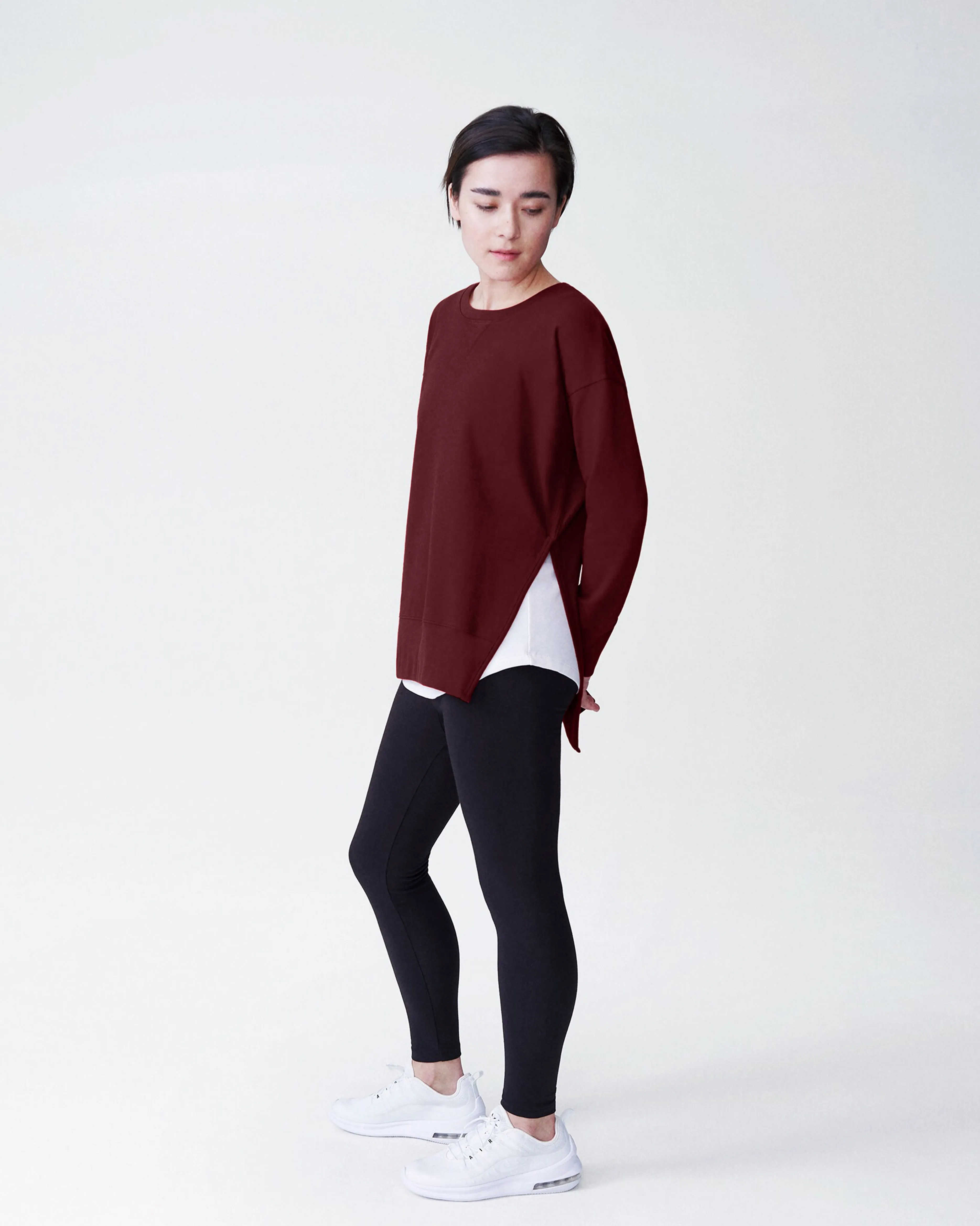 Fiona Side Slit Sweatshirt - Black Cherry sold by Universal Standard