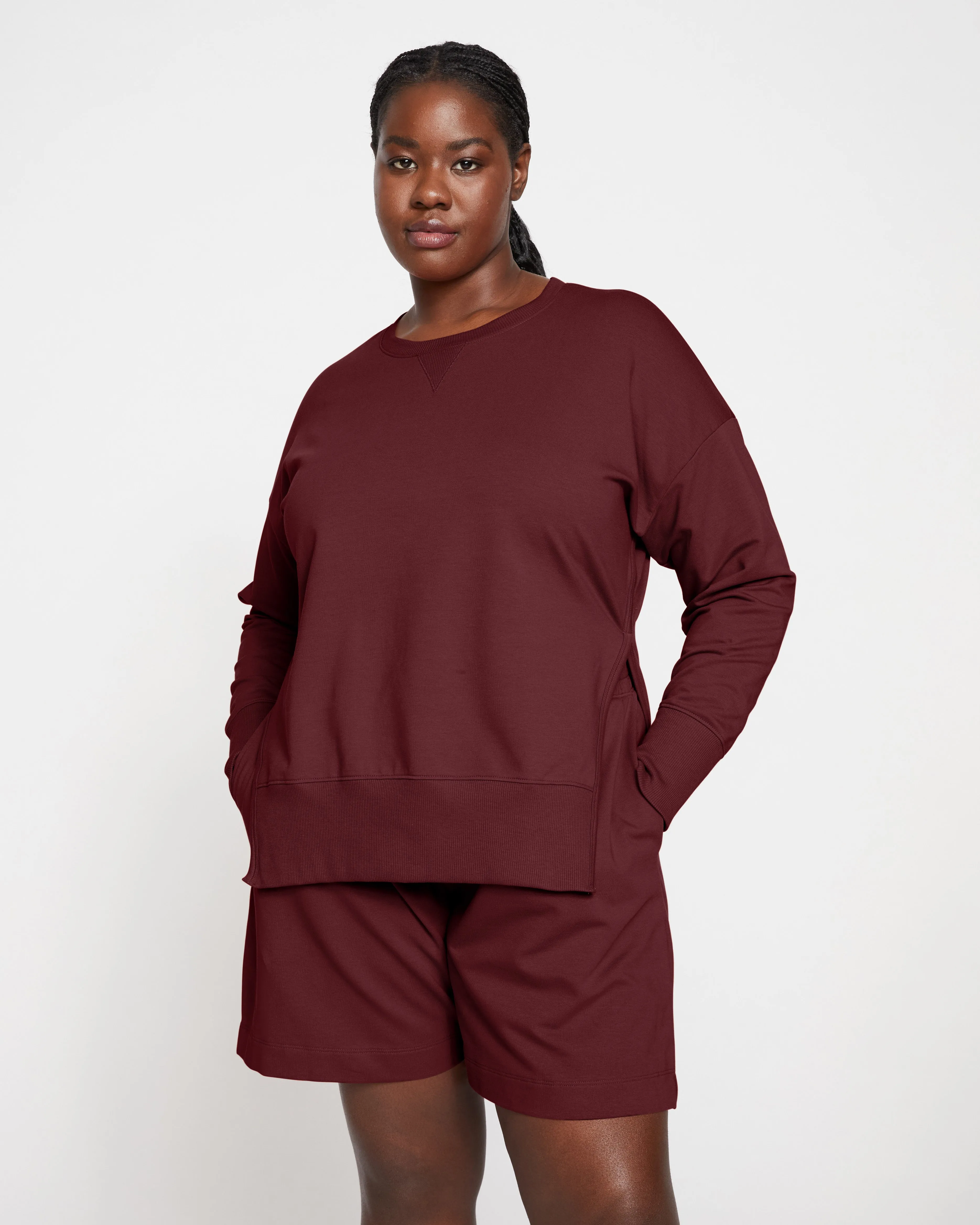 Hayes Sweatshorts - Black Cherry sold by Universal Standard